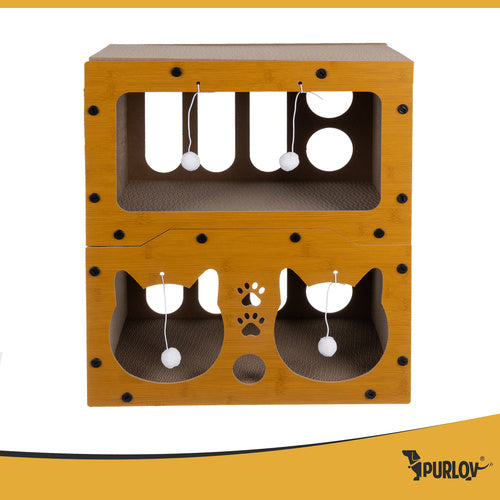 Cat Scratching Post with Two-Story House, Eco-Friendly