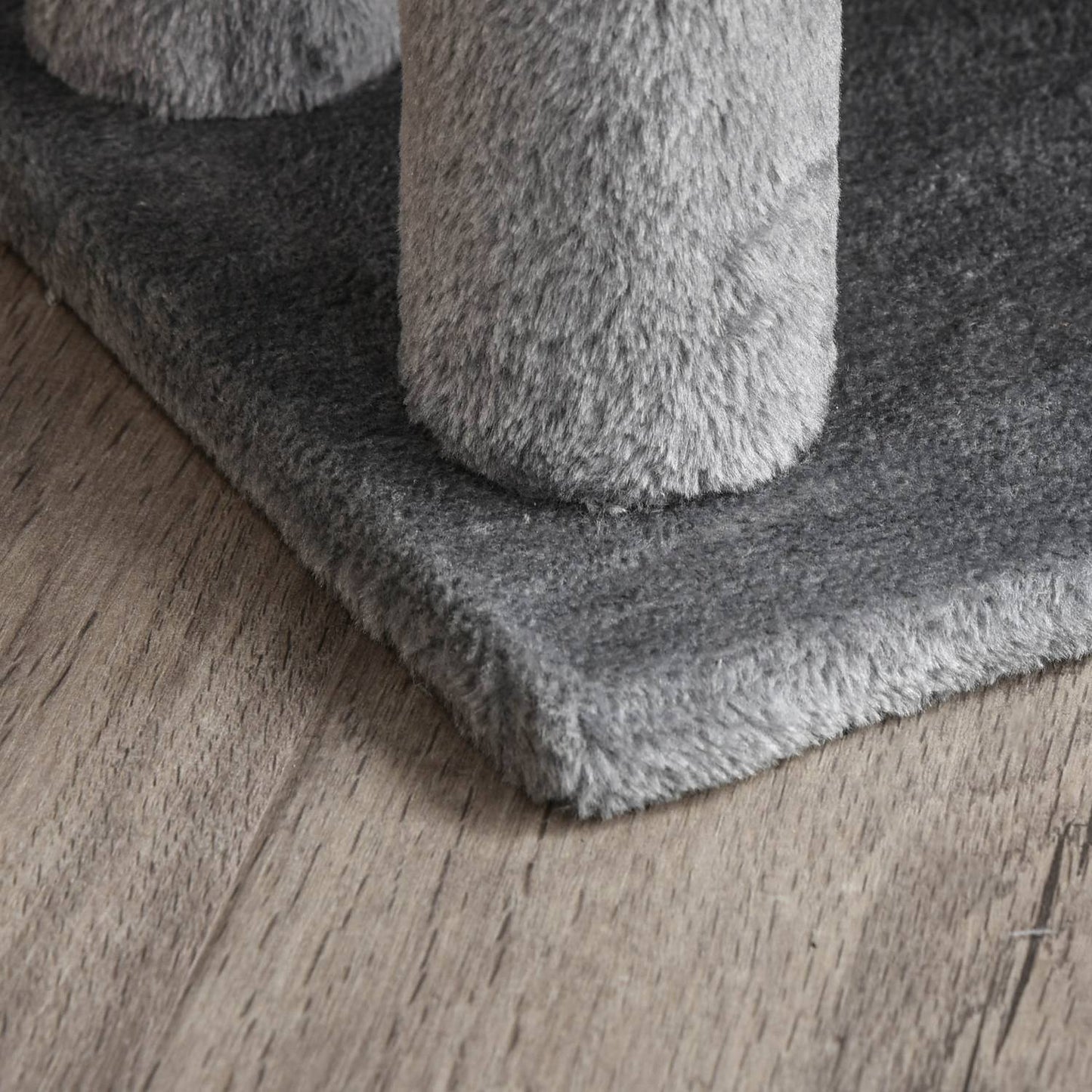 Pet stairs, 3 steps with play ball, plush gray 45x40x48cm