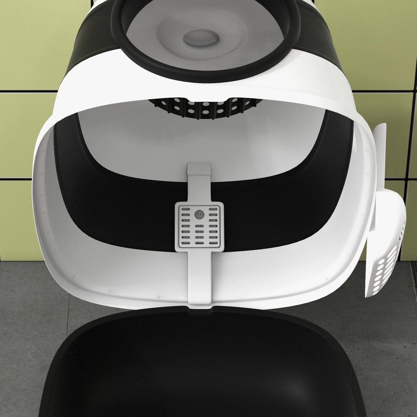 Cat box with deodorant, scoop & grid floor, large