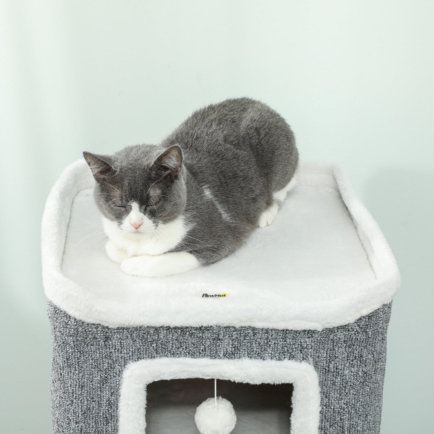 Cat Tower with 3 Caves, Gray, Chipboard, Play Balls