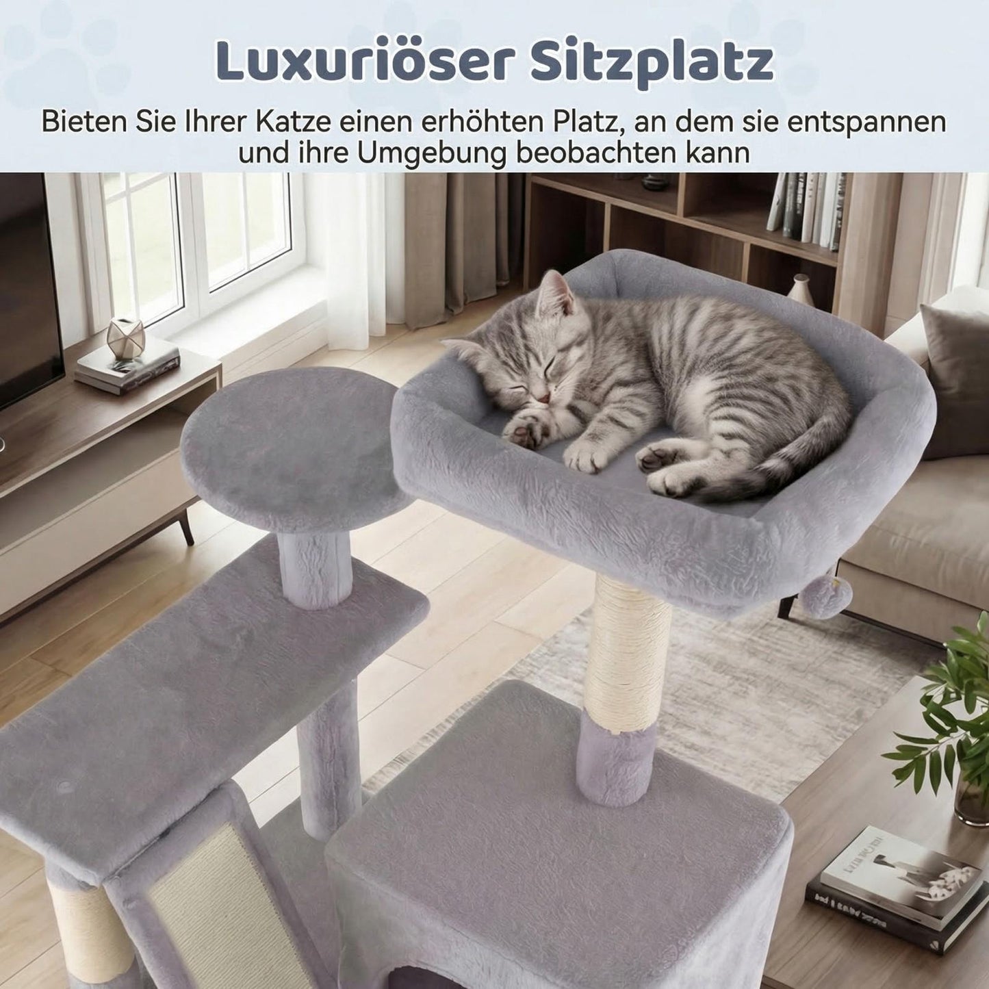 Cat Tree 158cm with Hammock and Scratching Posts