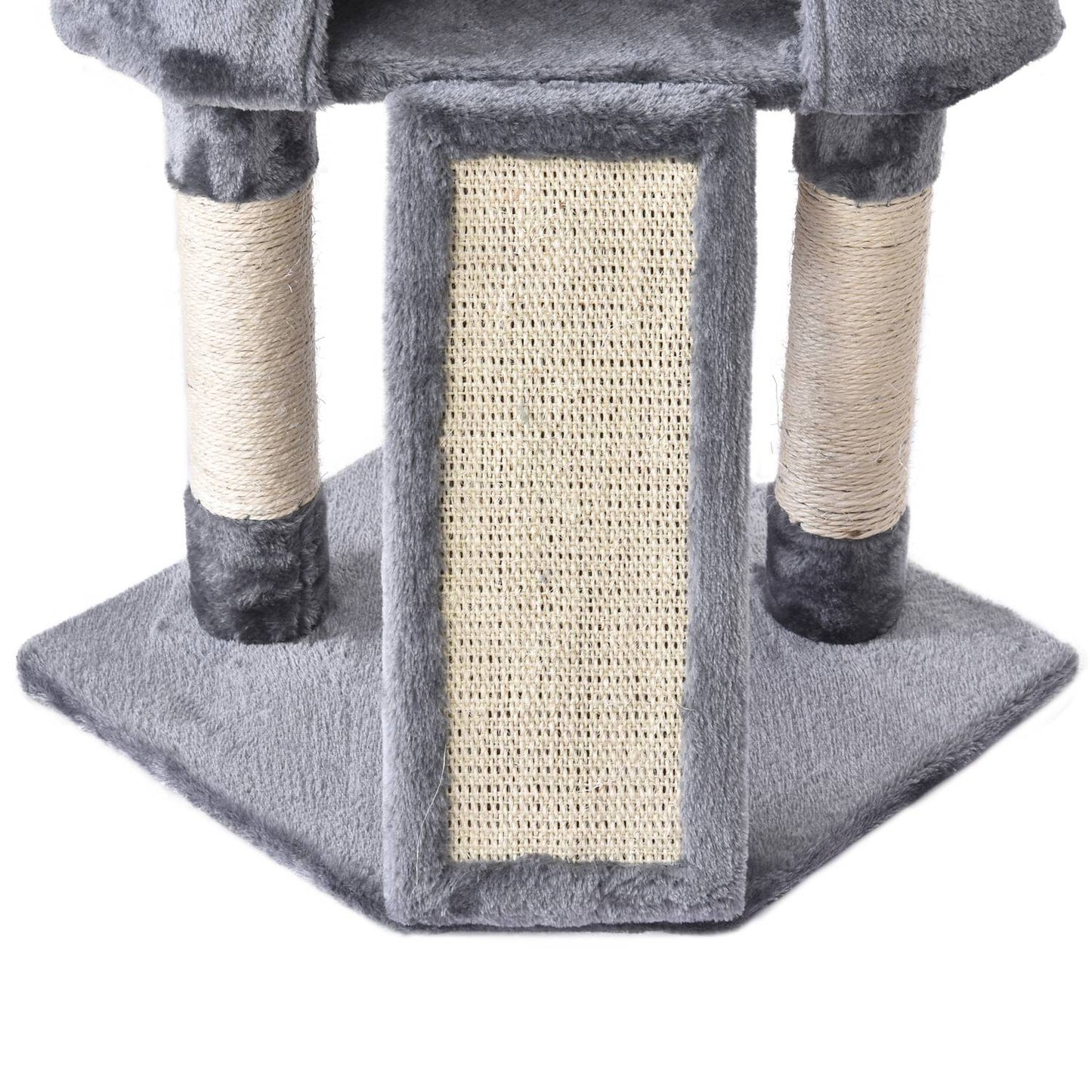 Cat tree with cat cave & sisal scratching posts, gray