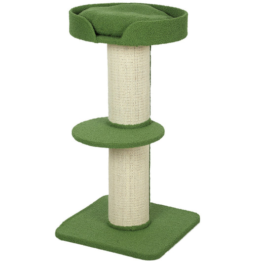 Cat Tree 91cm with Bed, Platforms, Sisal Posts, Green