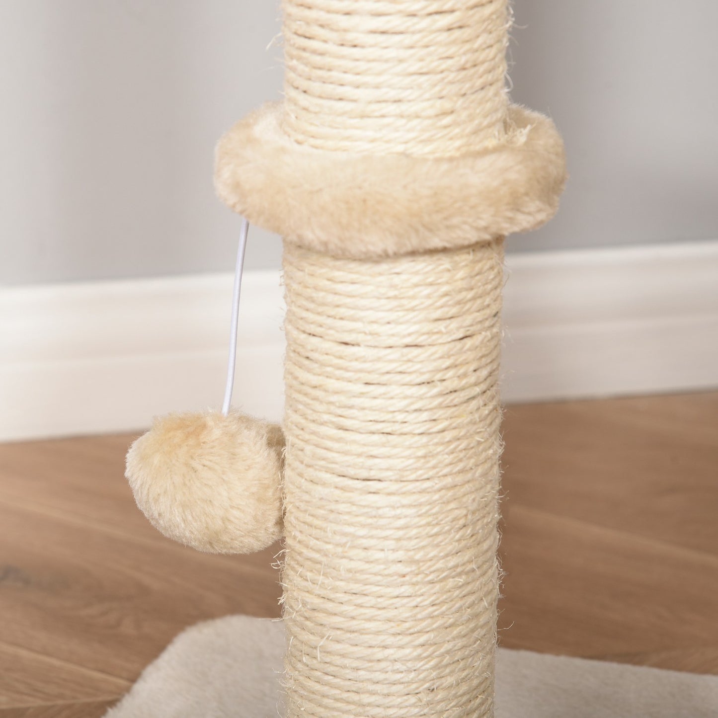 Cat tree with scratching post and cave, beige, 100 cm high