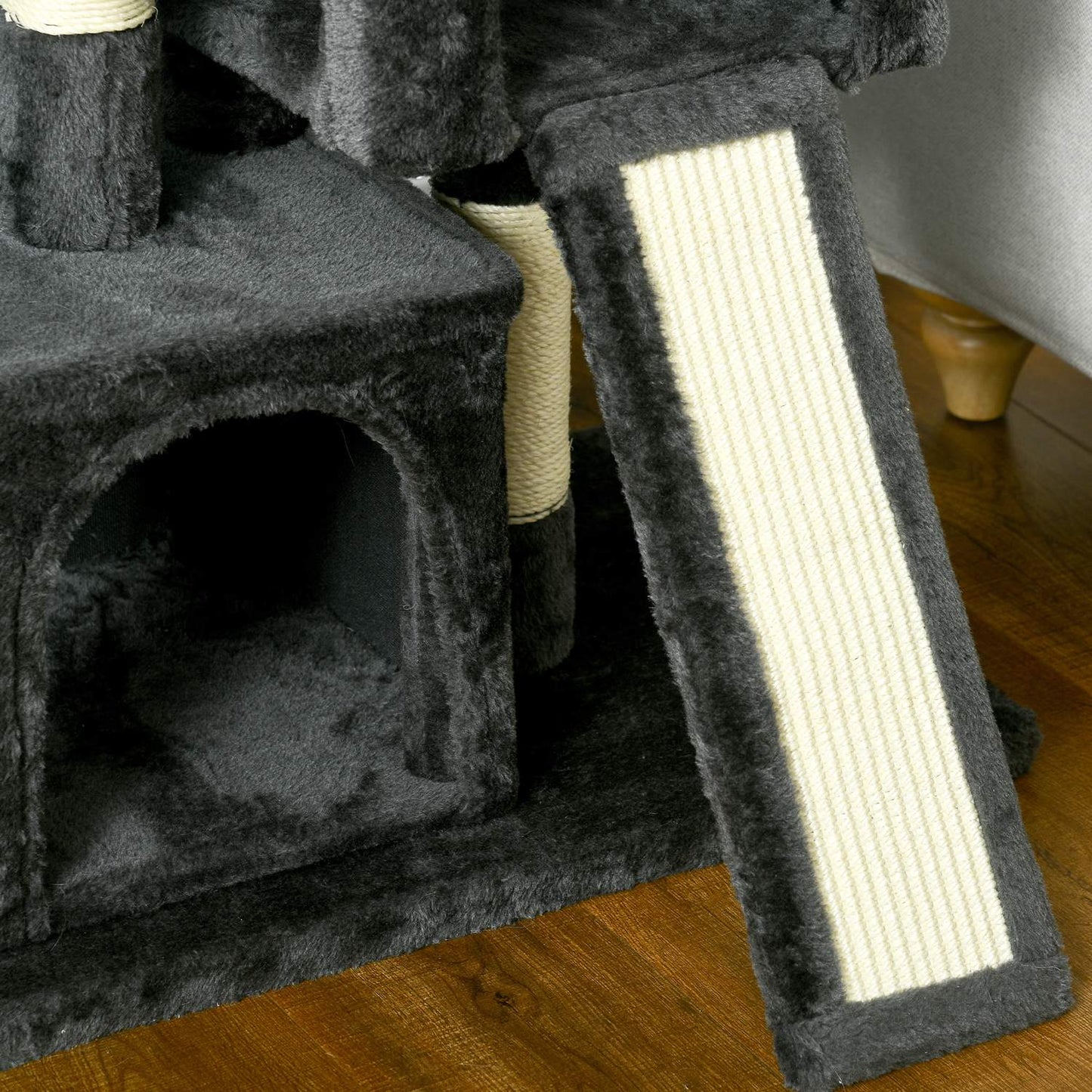 Cat tree with sisal posts, dark grey, 59 x 39 x 83 cm
