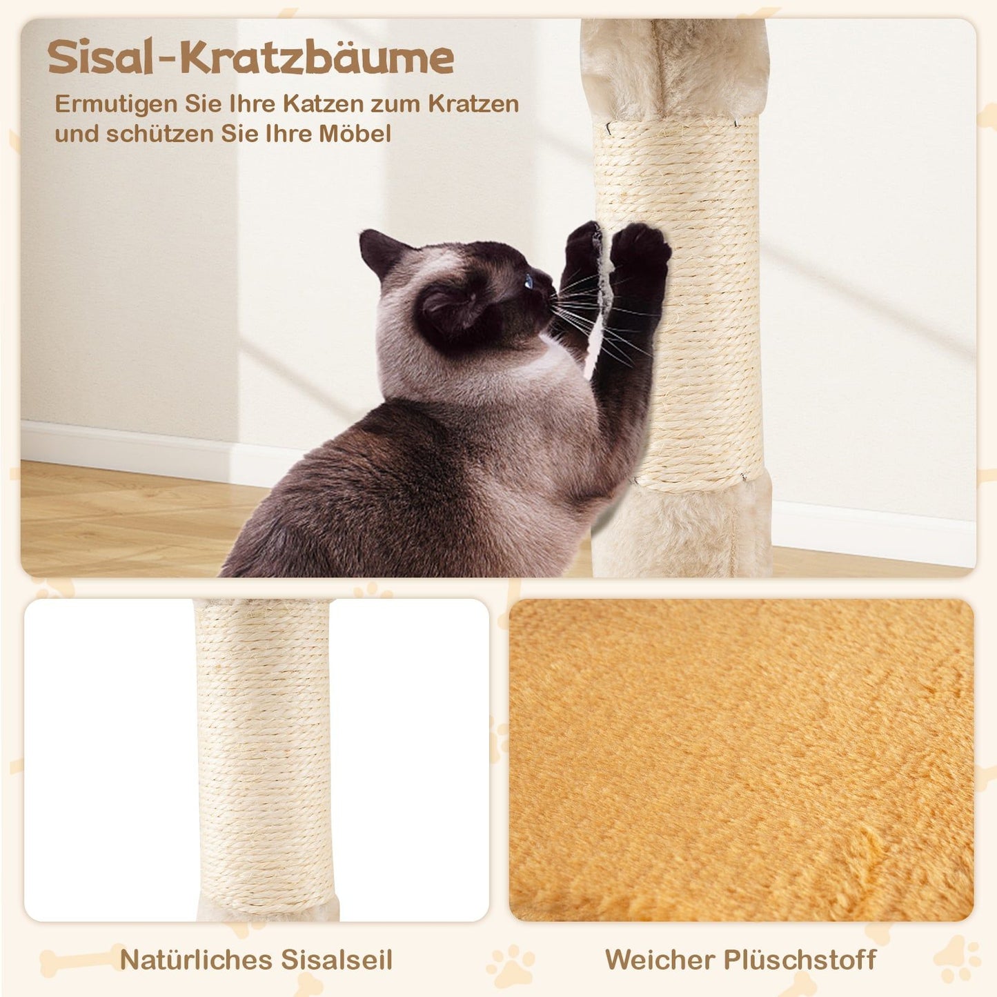 Cat Tree with Fish-Shaped Platform, Sisal Posts, Plush Seat