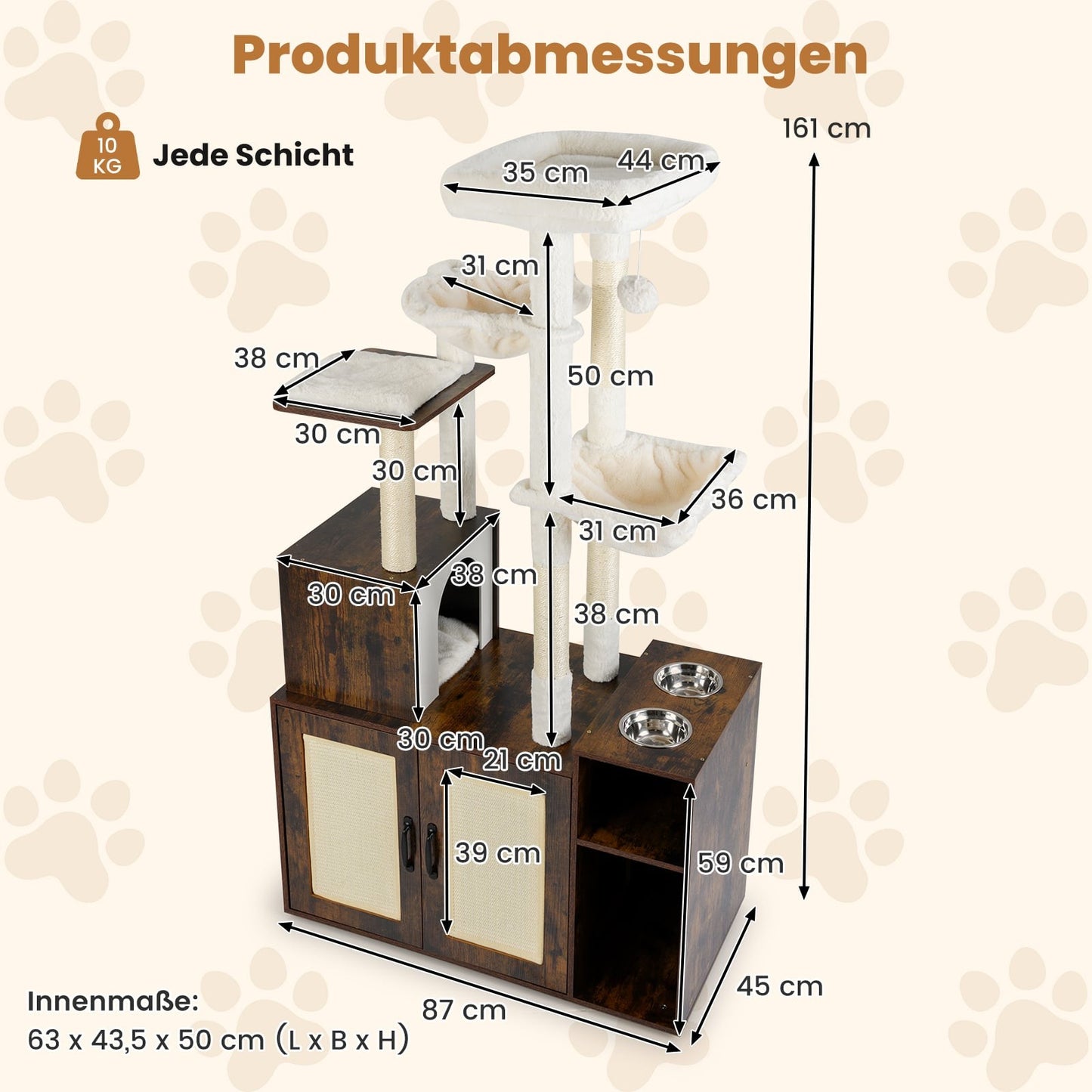 Cat Tree with Litter Box, Hammocks & Viewing Platform