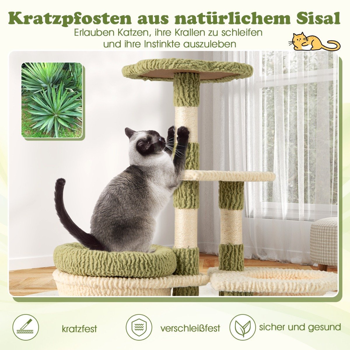 Cat Tree with Platforms, Hammock, and Scratching Posts