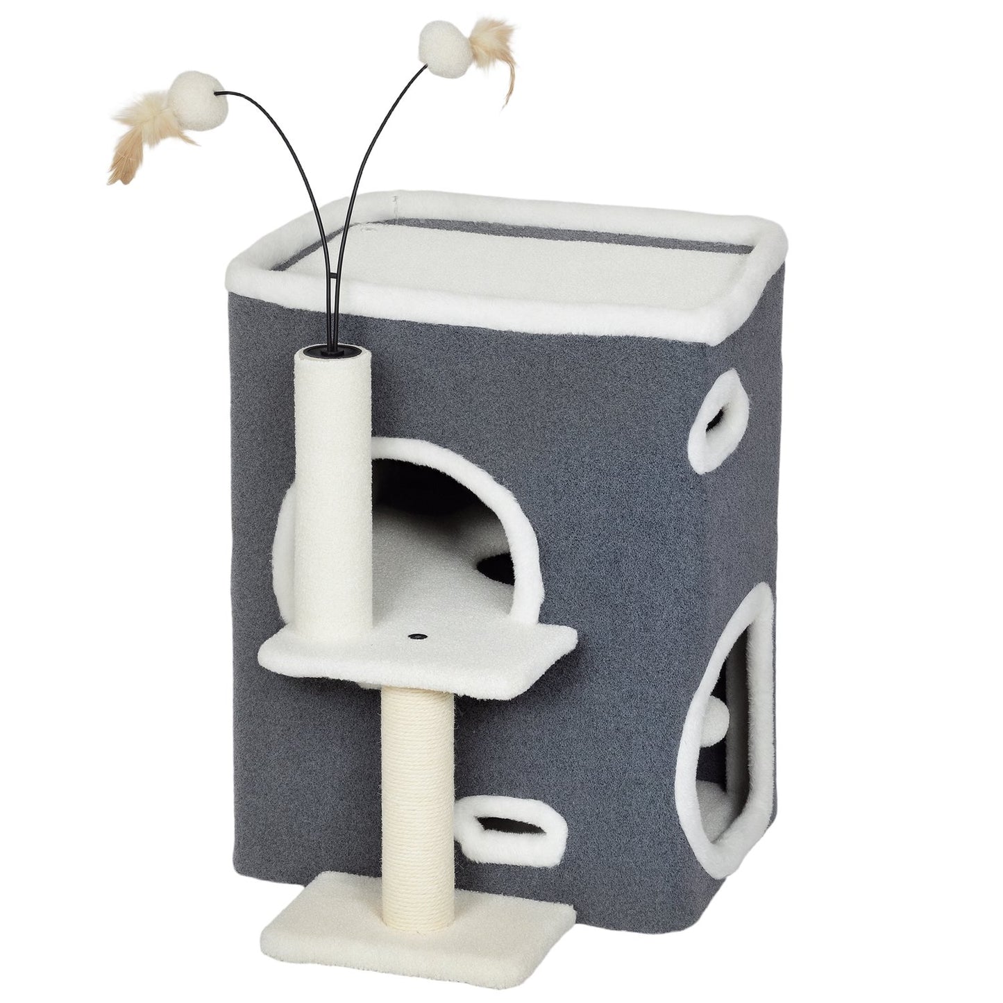 Cat Tree with Top Platform, 2-Story Condo, Sisal Posts, Gray