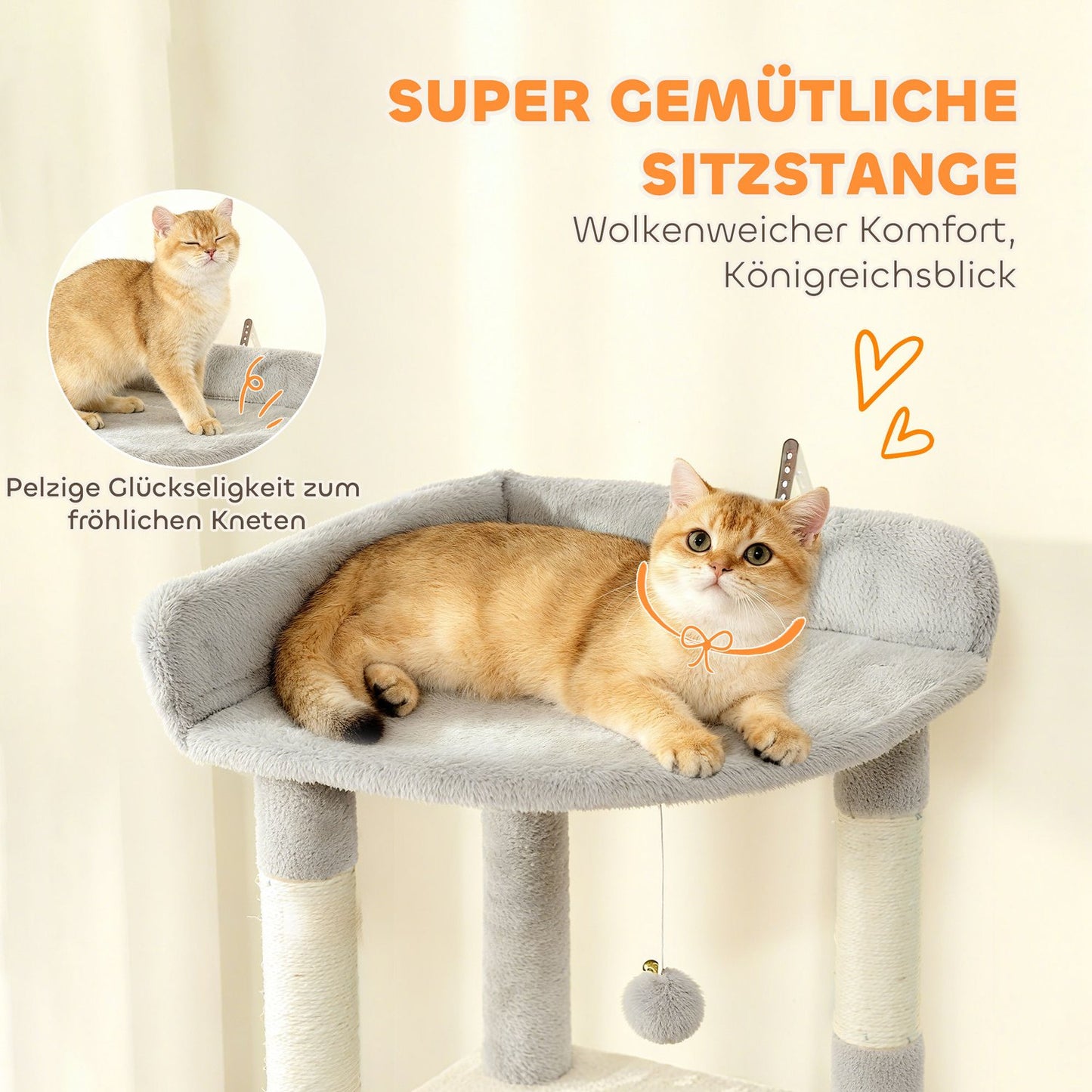 Cat Tree with Tunnel, Caves, Sisal Posts, 170 cm, Light Gray