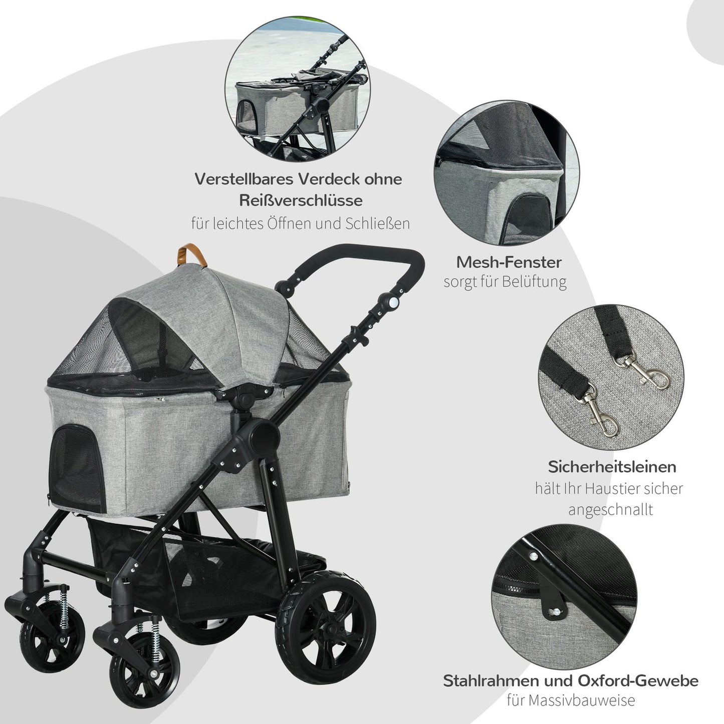 Foldable 2-in-1 cat cart, mesh window, up to 10 kg