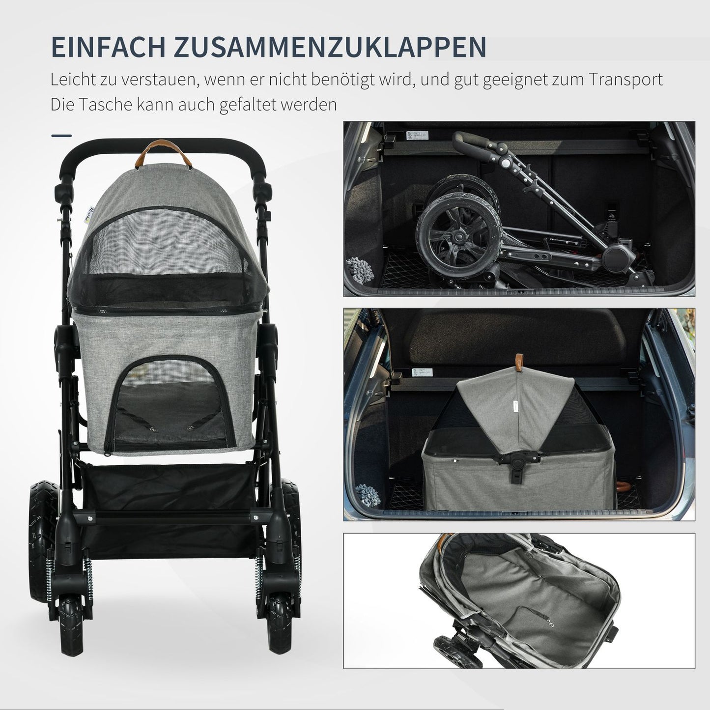 Foldable 2-in-1 cat cart, mesh window, up to 10 kg