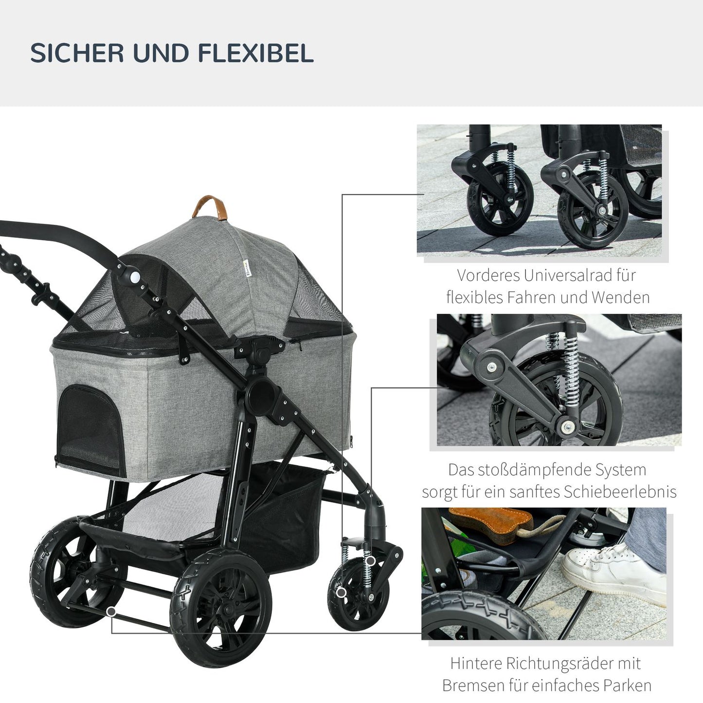Foldable 2-in-1 cat cart, mesh window, up to 10 kg