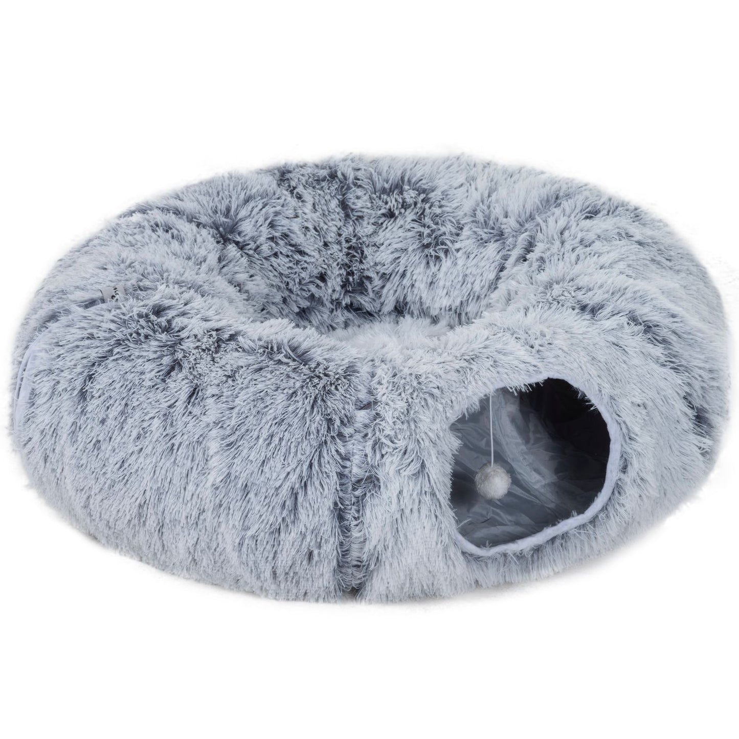 Cat Tunnel, Plush Fabric, Foldable, Metal Frame, Light Gray