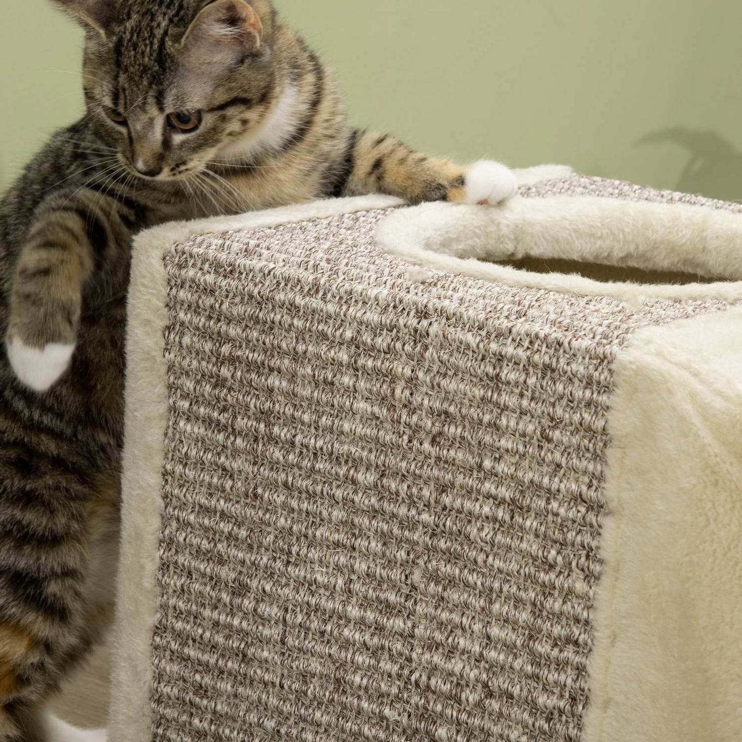 Cat tunnel toy with sisal and play ball - Brown/Beige 98cm
