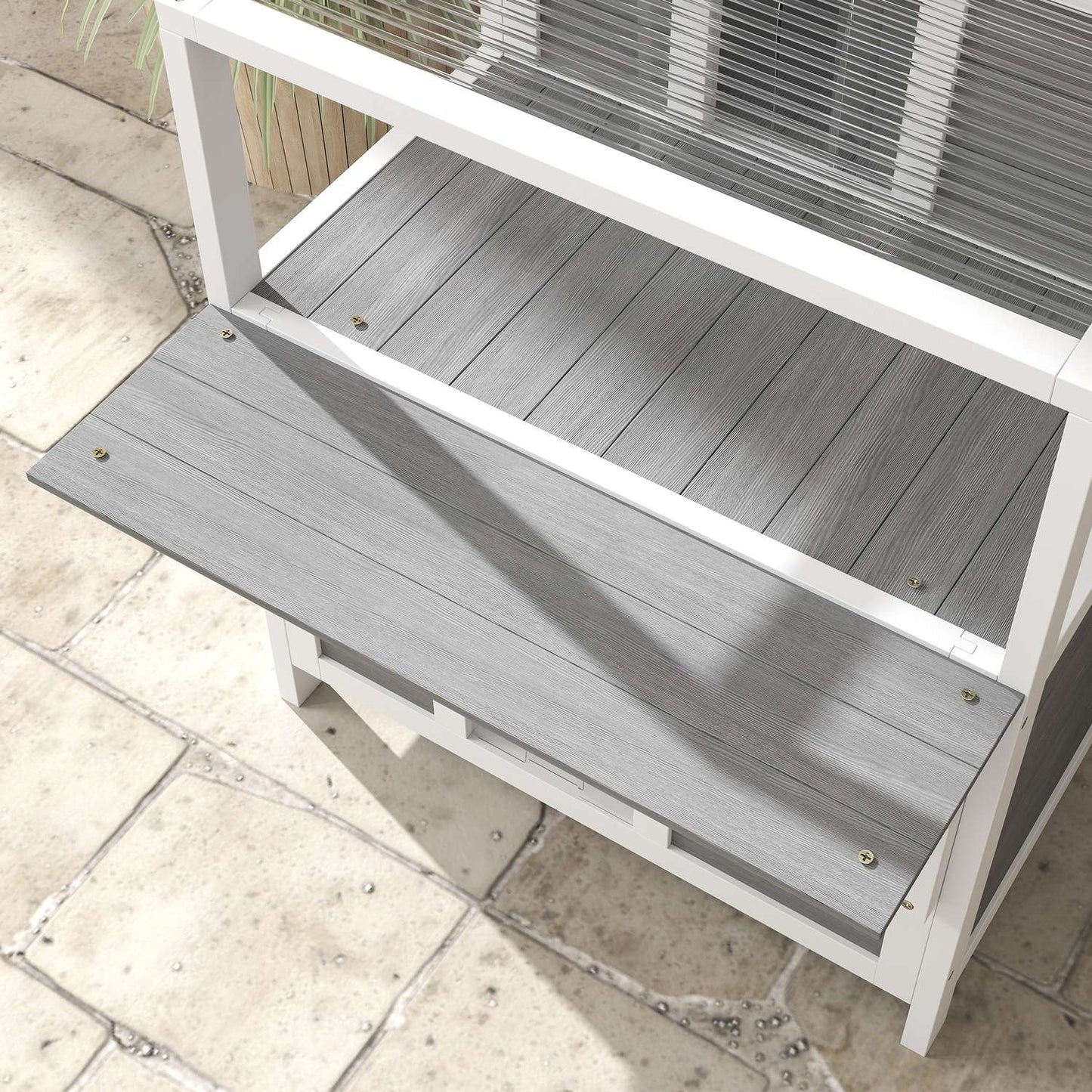 Outdoor Spruce Wood Cat House with Balcony, 64 x 87 x 76 cm
