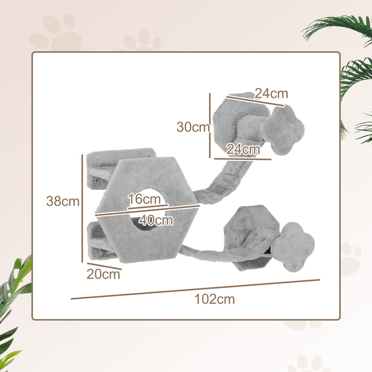 Cat climbing wall with steps, cave, toy and lounger