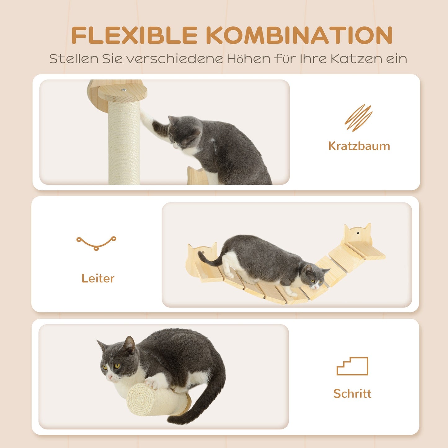 Cat Climbing Wall Set - 3 Piece Furu Furniture