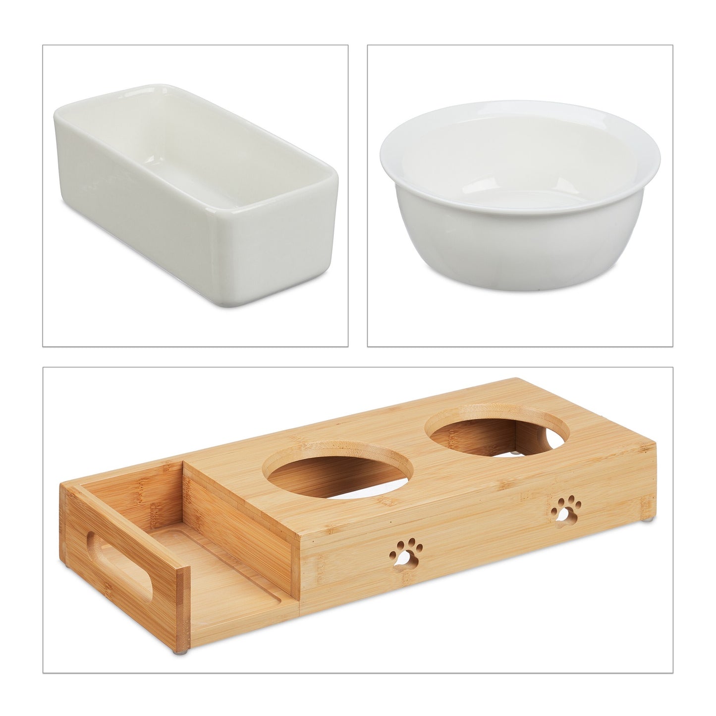 Cat feeding station and cat grass bowl