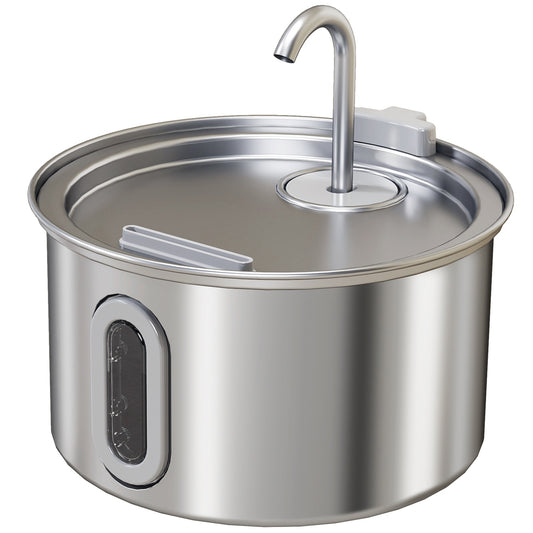Cat Water Fountain, 2.5L Stainless Steel, Quiet Pump
