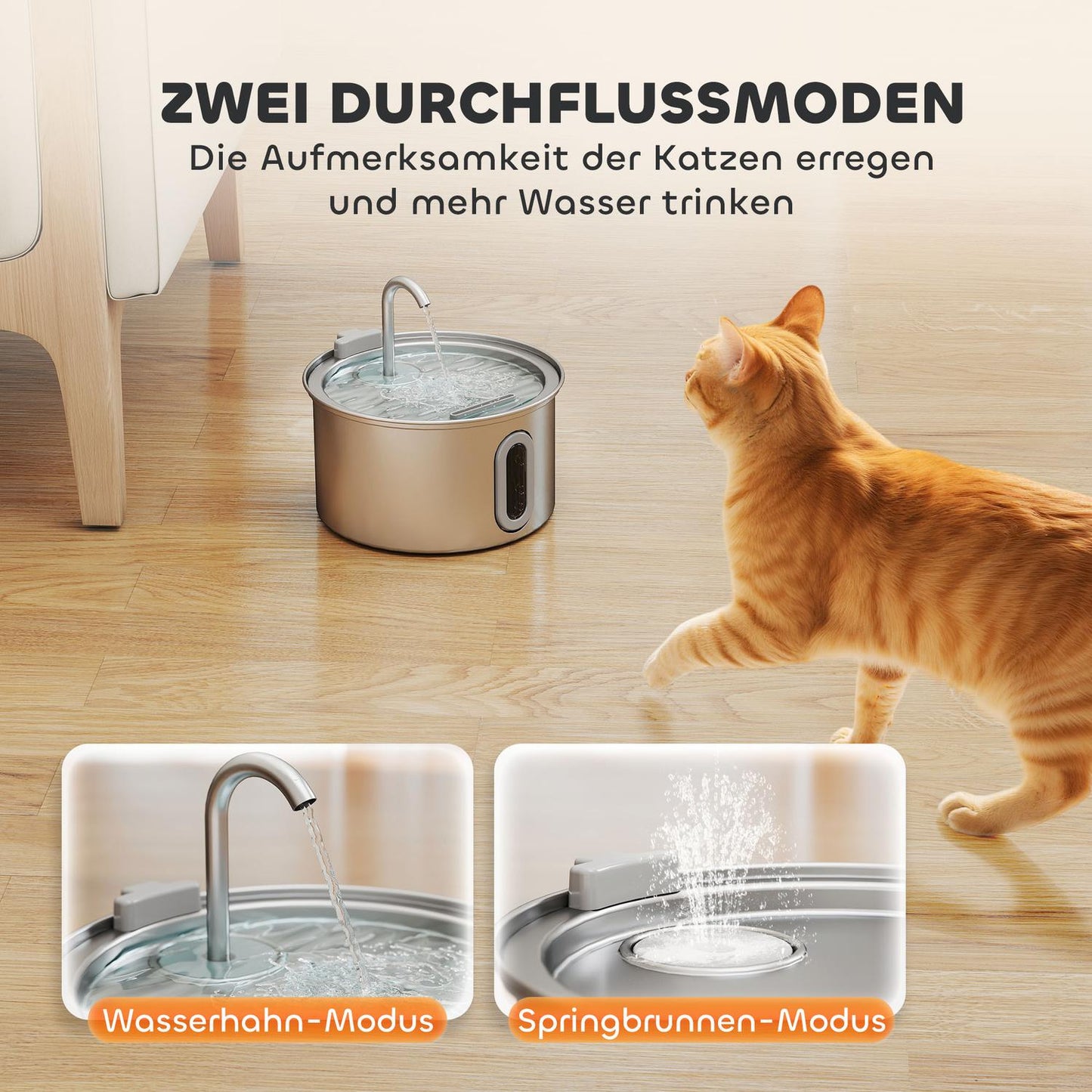 Cat Water Fountain, 2.5L Stainless Steel, Quiet Pump