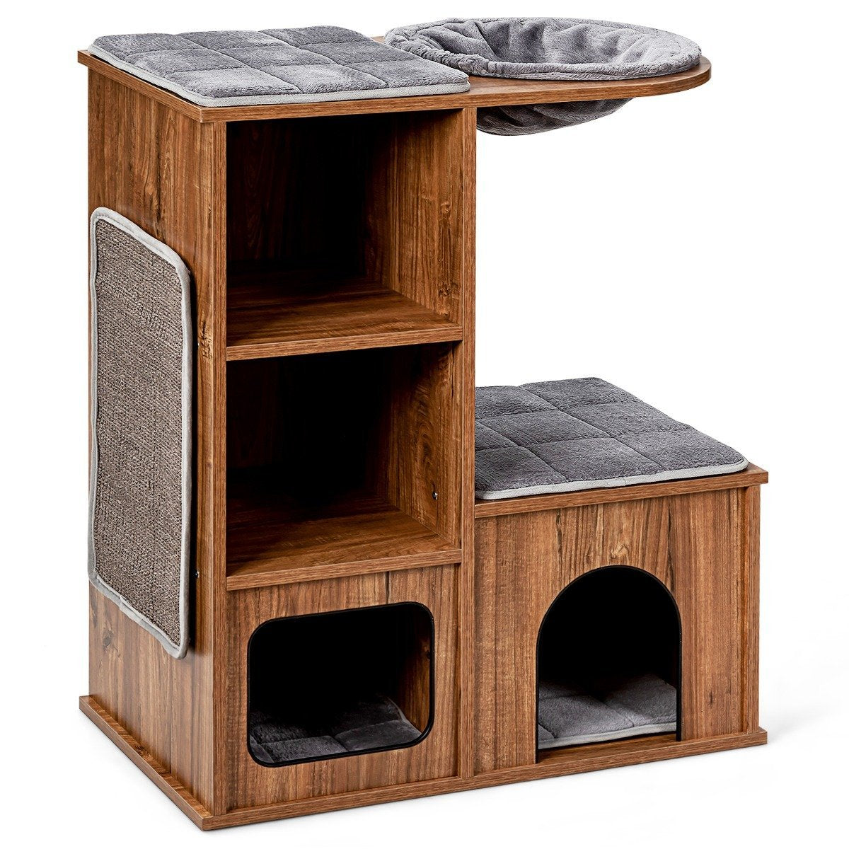 Cat furniture with cave mats cat playhouse wooden cat tree cat house climbing tree 69x39x 80.5 cm