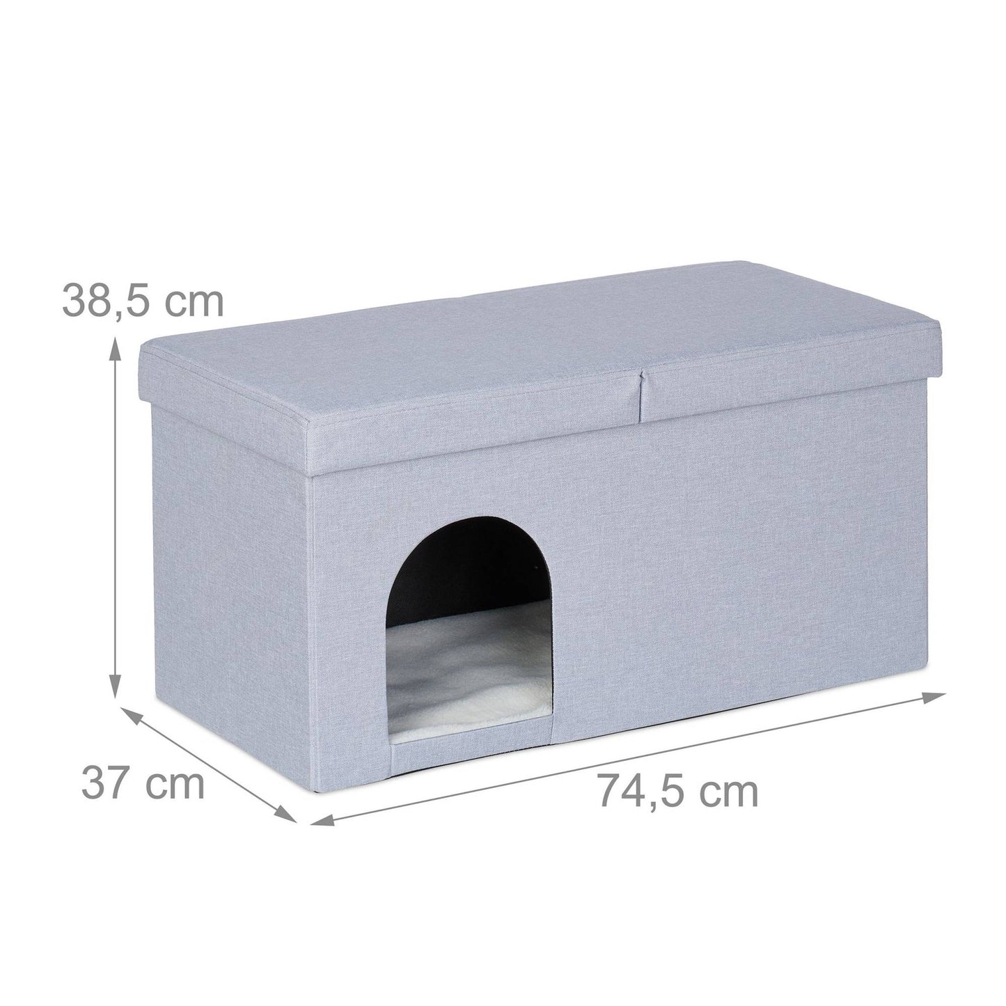 Cat hide in gray with lid