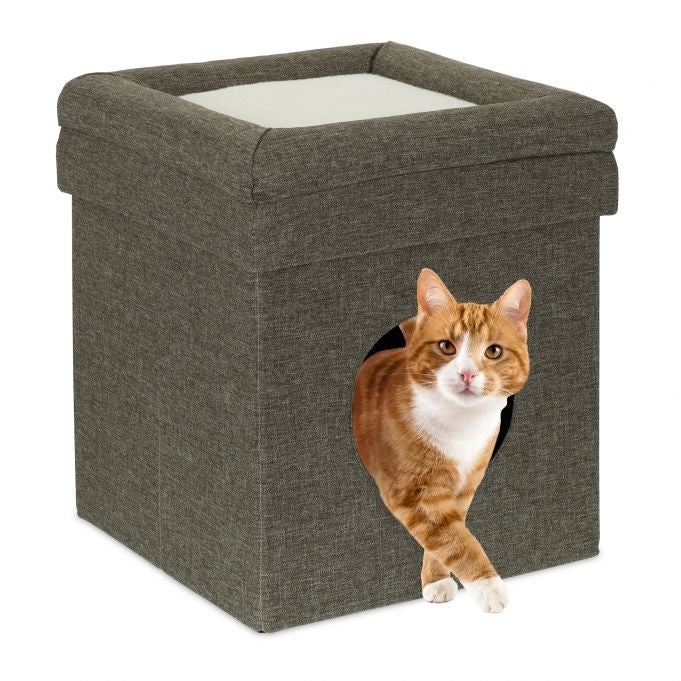 Cat hide with folding roof