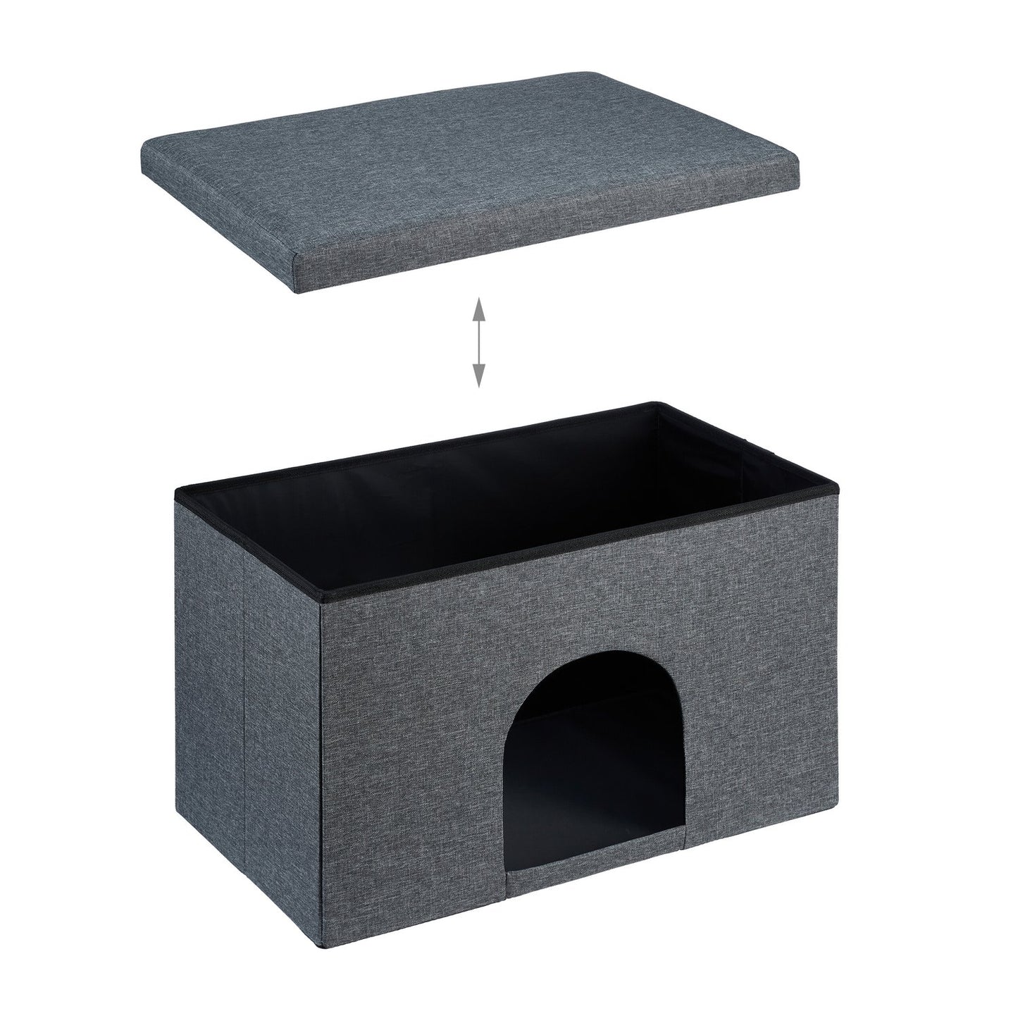 Cat hide with seat cushion in grey