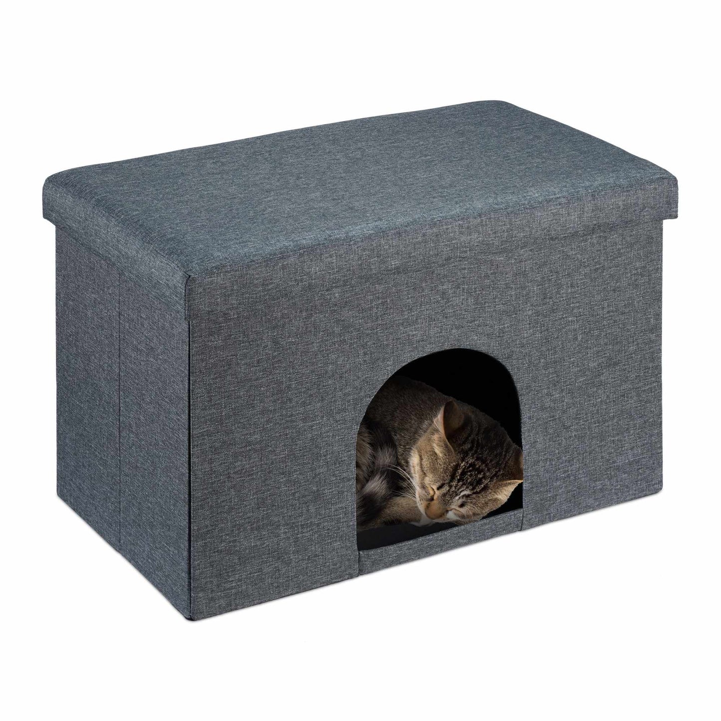 Cat hide with seat cushion in grey