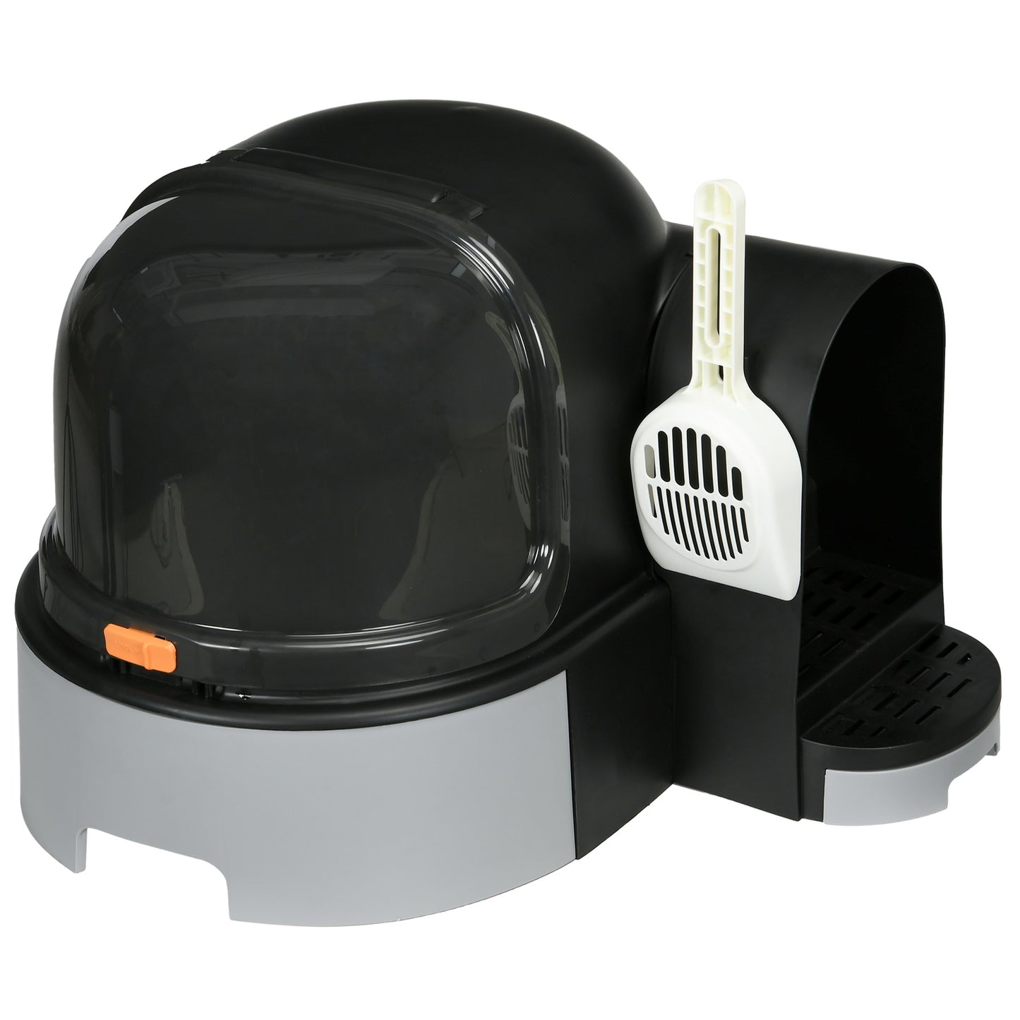 Gray Cat House: Toilet with hood and double trays, fits up to 4 kg