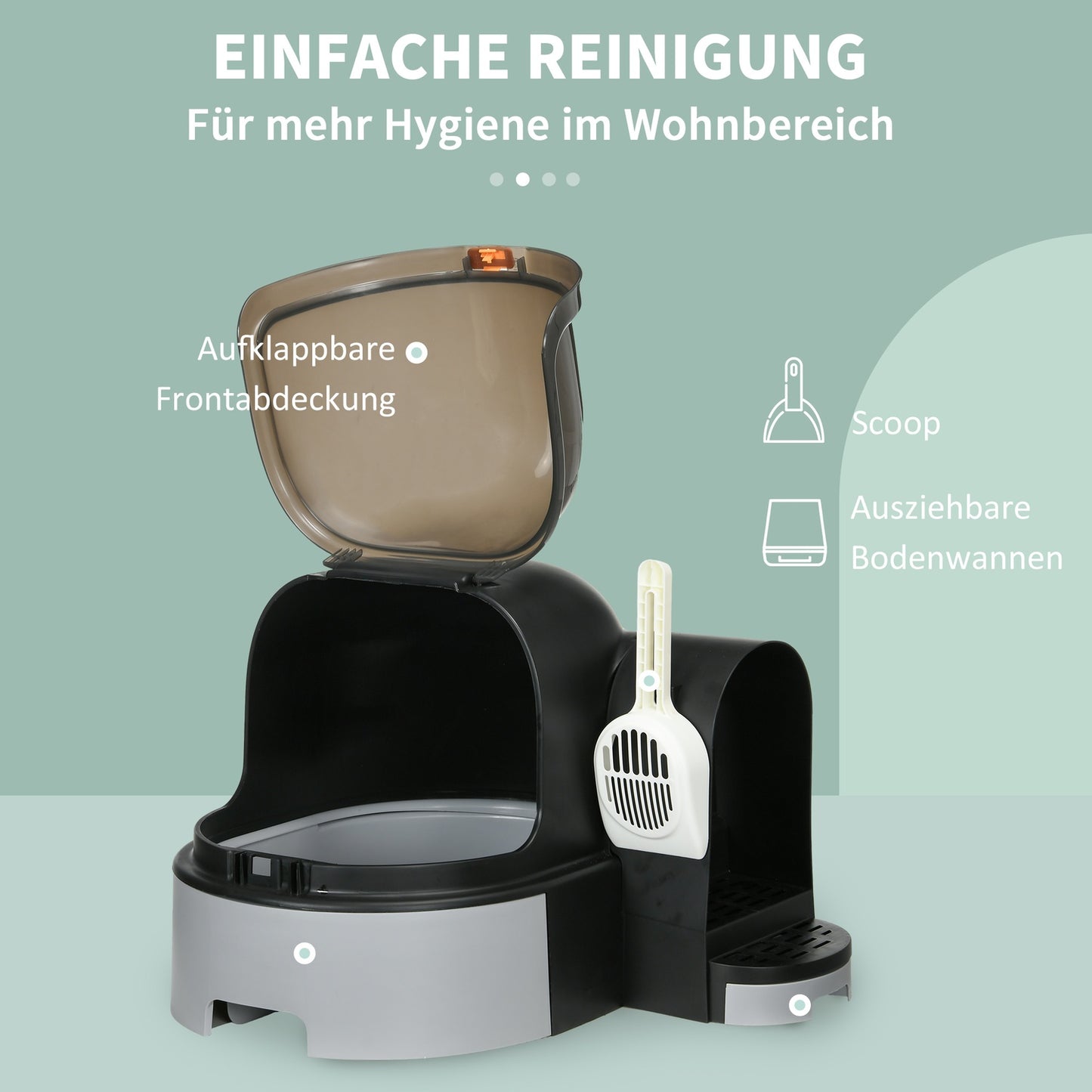Gray Cat House: Toilet with hood and double trays, fits up to 4 kg