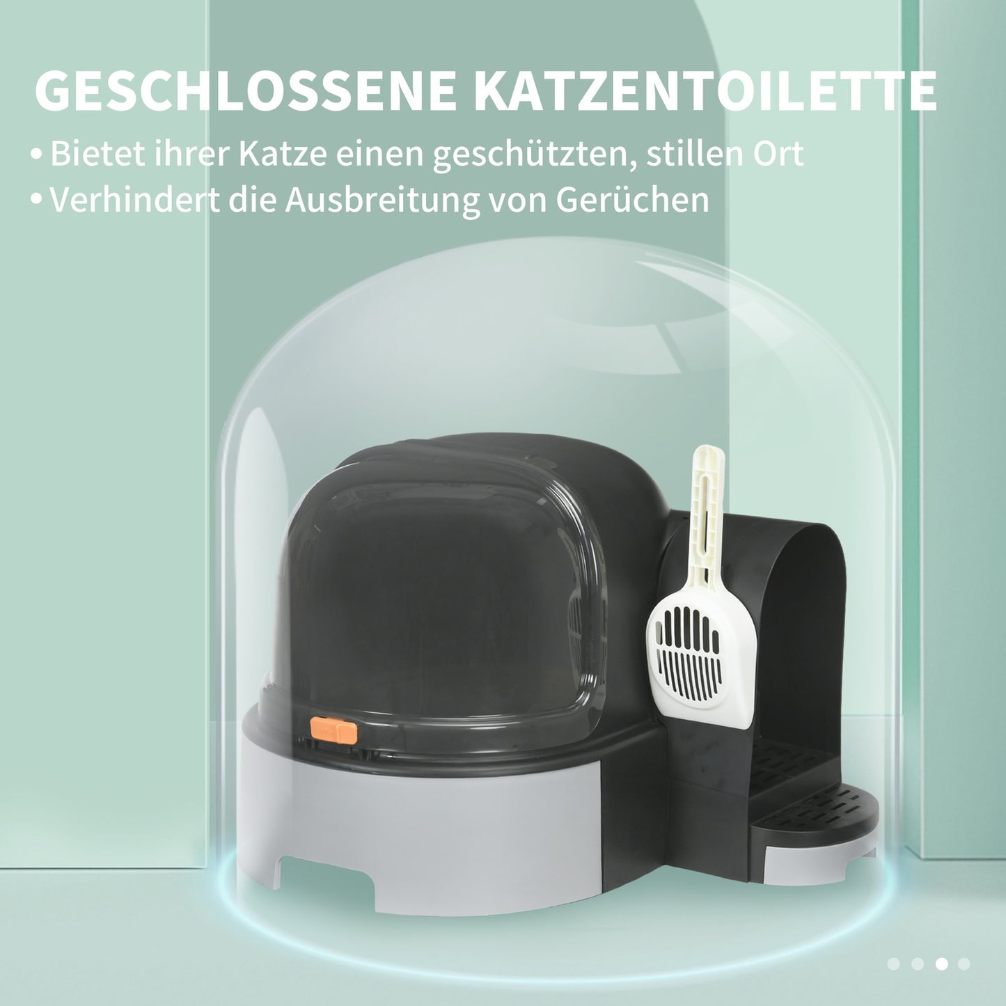 Gray Cat House: Toilet with hood and double trays, fits up to 4 kg