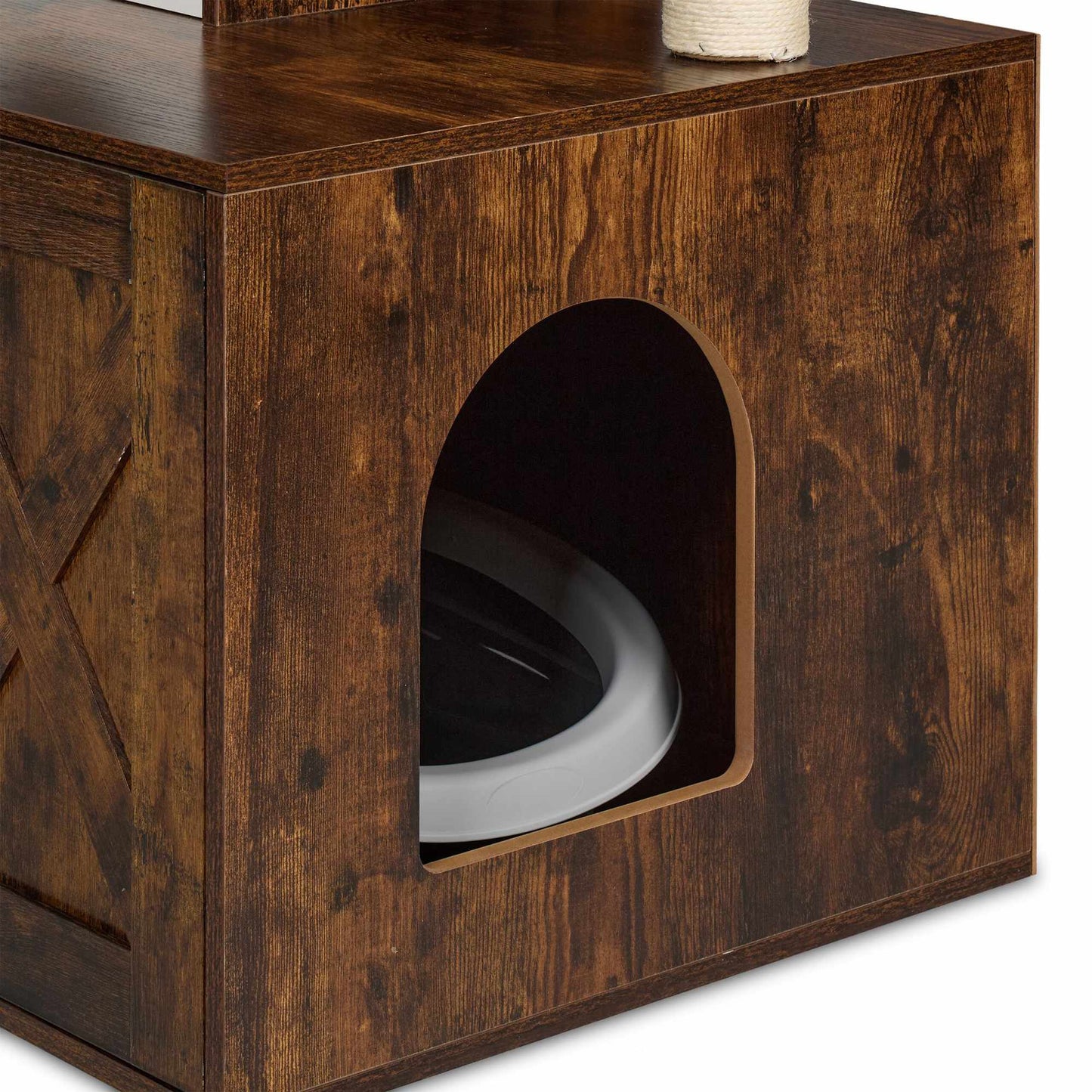 Cat scratcher with litter box cabinet 128 cm