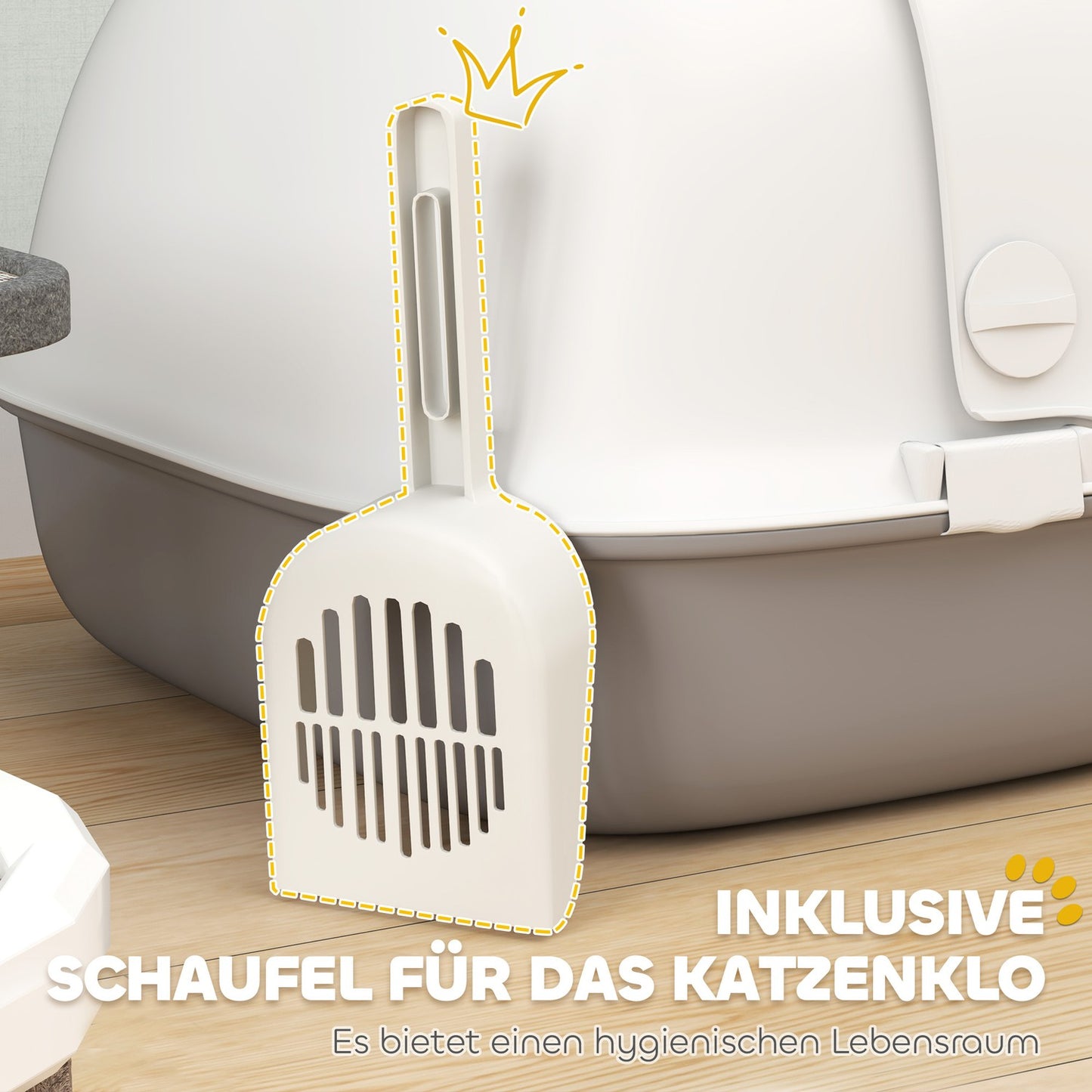 Covered litter box with strainer and door for small cats