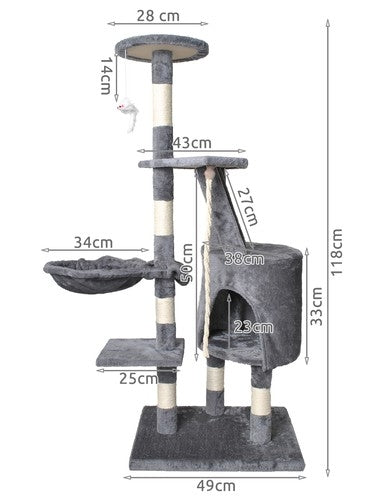 Cat tree 118 cm, gray