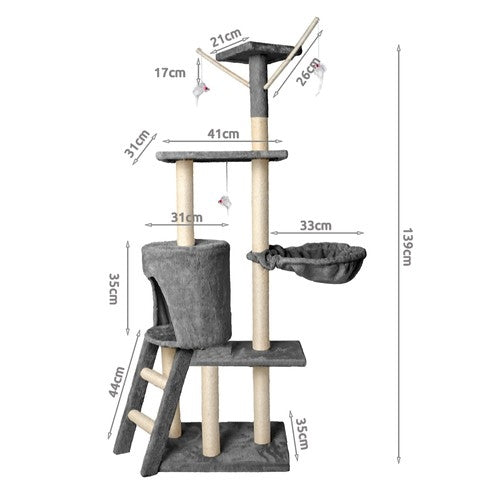 Cat tree 138 cm, gray