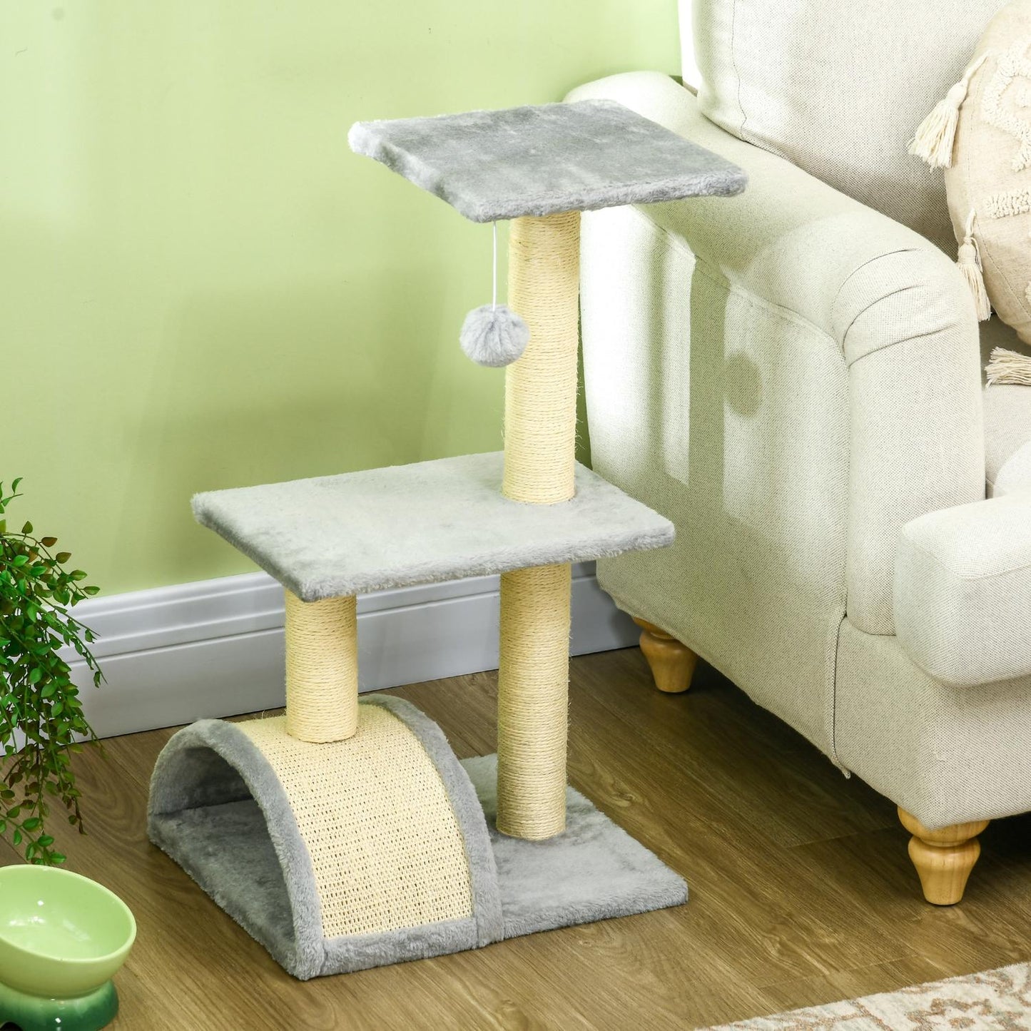 Cat Tree with Sisal Posts & Plush Balls, 72 cm