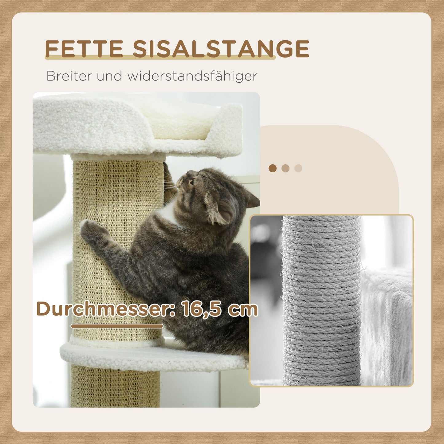 Cat Tree with Bed, 91cm, Lambswool, Cream