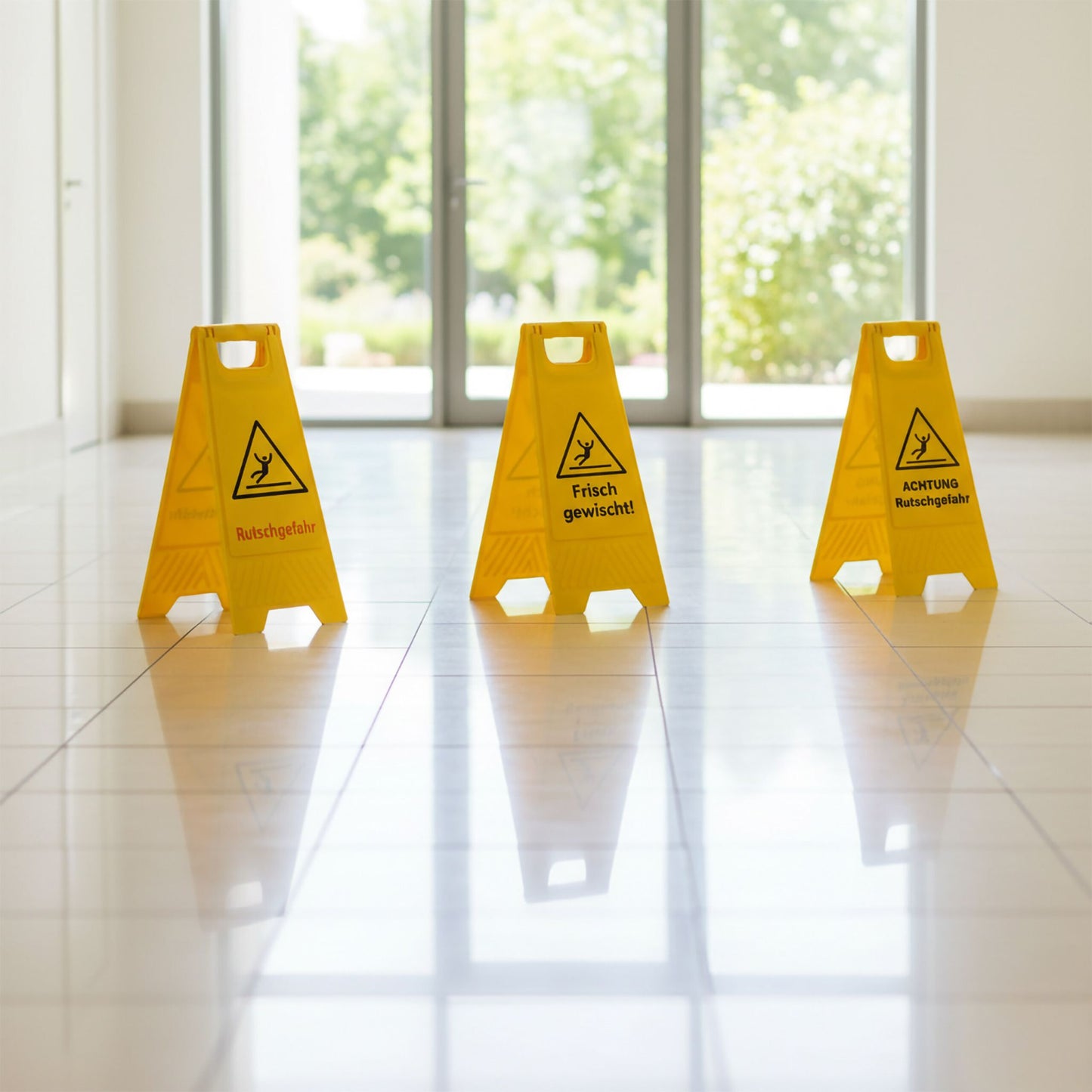 Caution: Slippery Floor Signs, Set of 3