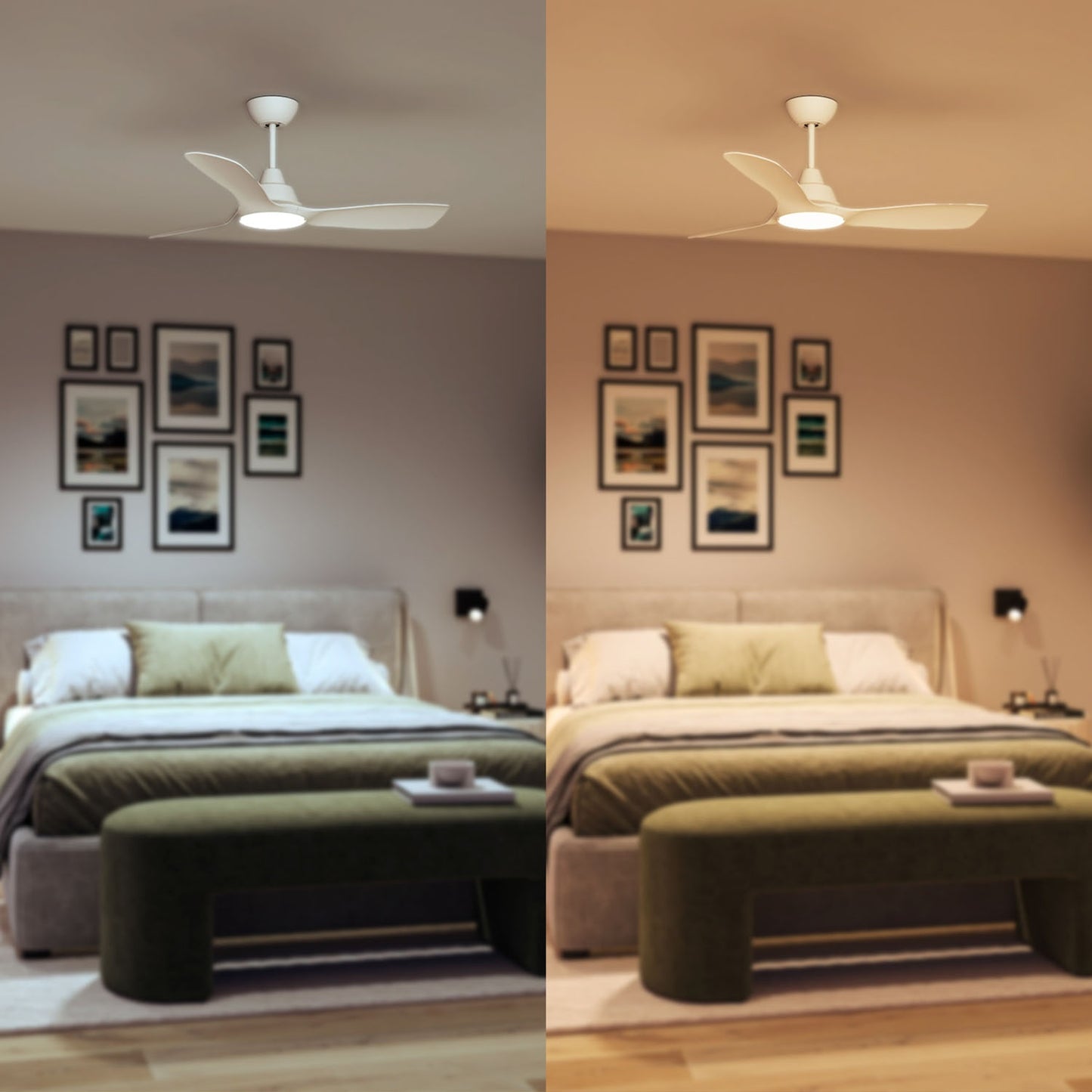 Ceiling Fan Light, Adjustable White LED, Ø106 cm, Remote-Controlled