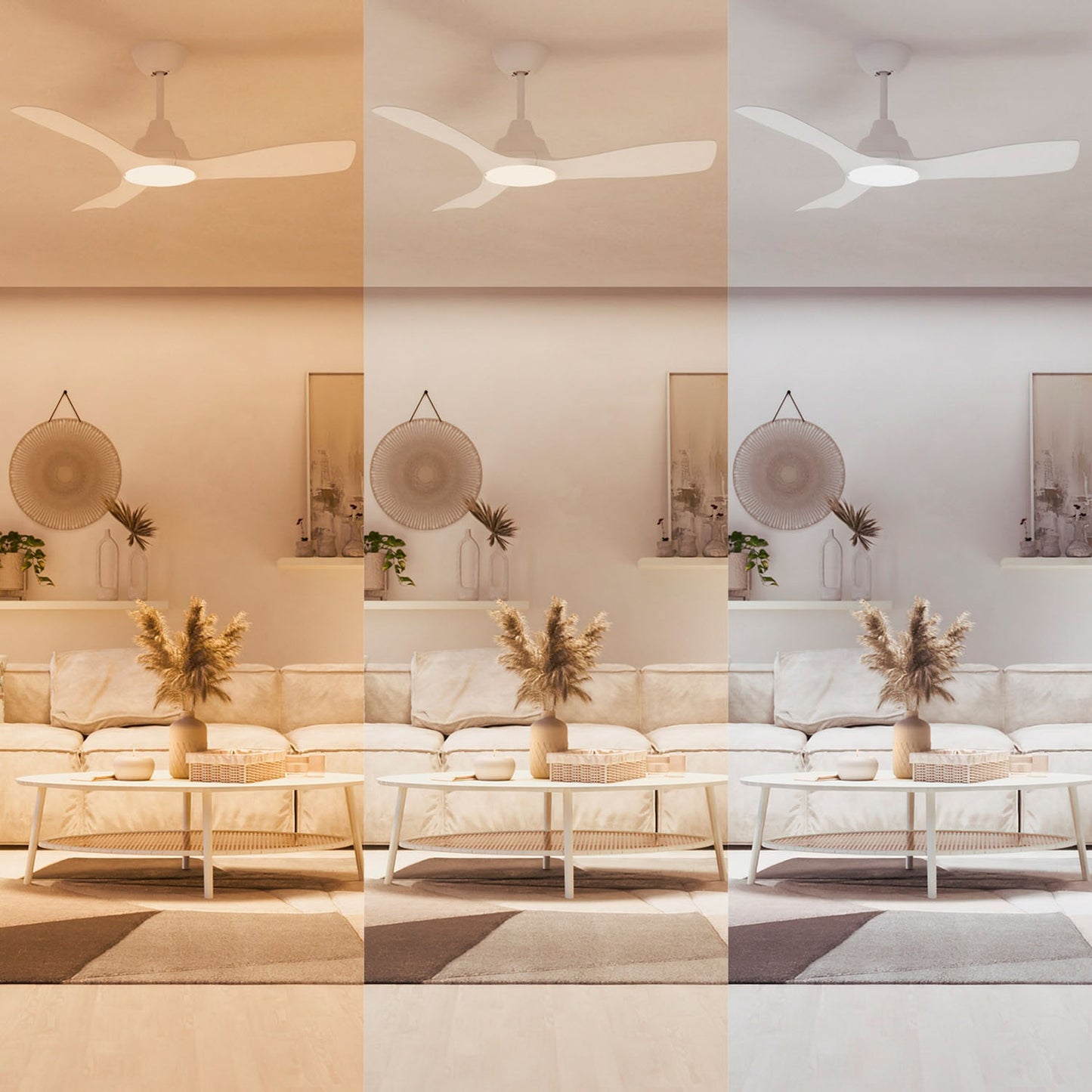 Ceiling Fan Light, Adjustable White LED, Ø135 cm, Remote-Controlled