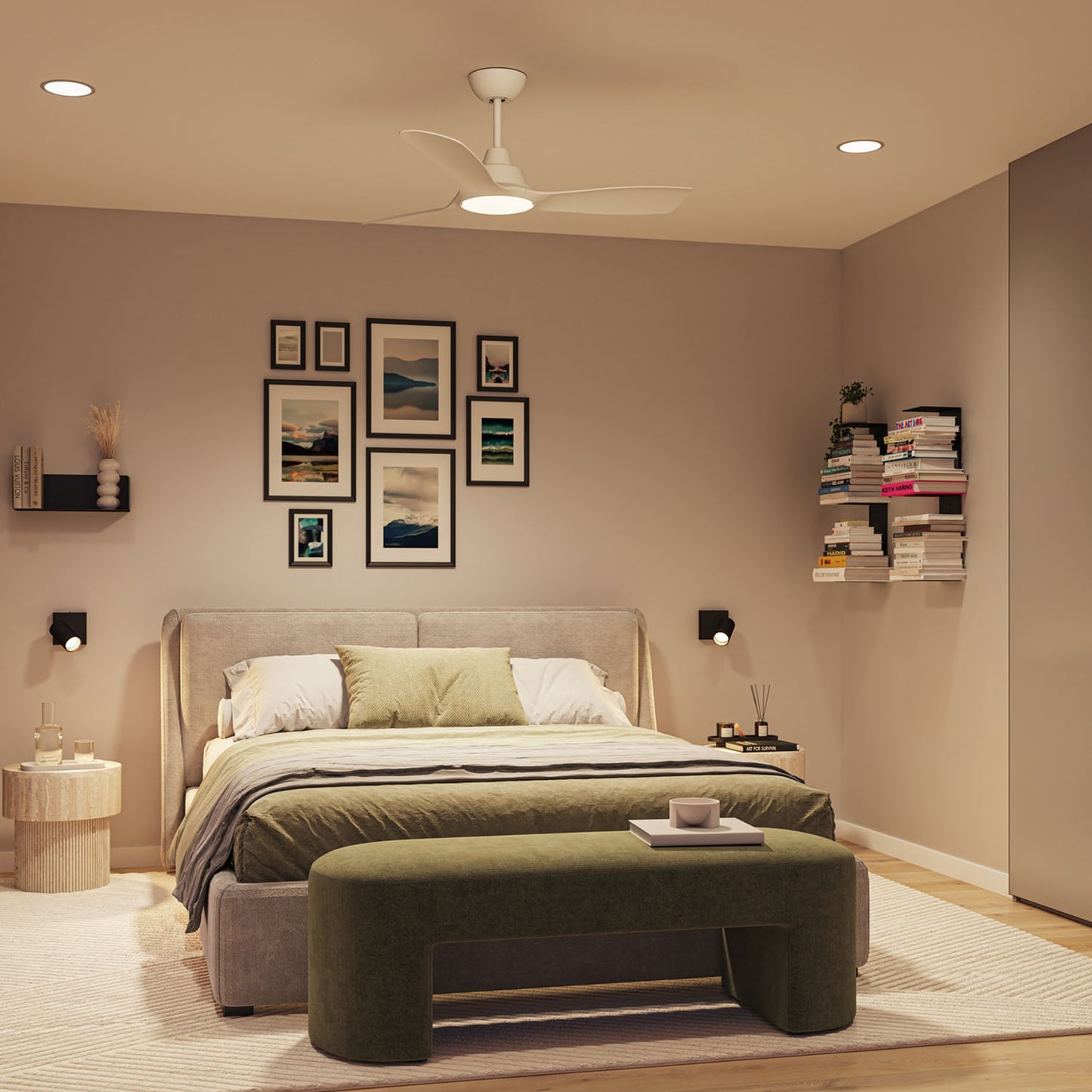 Ceiling Fan Light, Adjustable White LED, Ø135 cm, Remote-Controlled