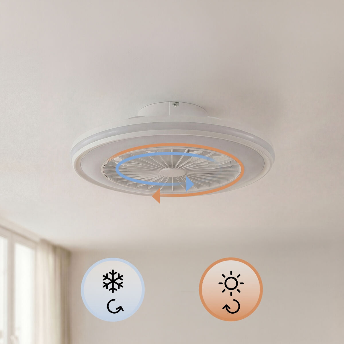 Ceiling Fan with RGB LED Light, Remote Control, Hidden Blades