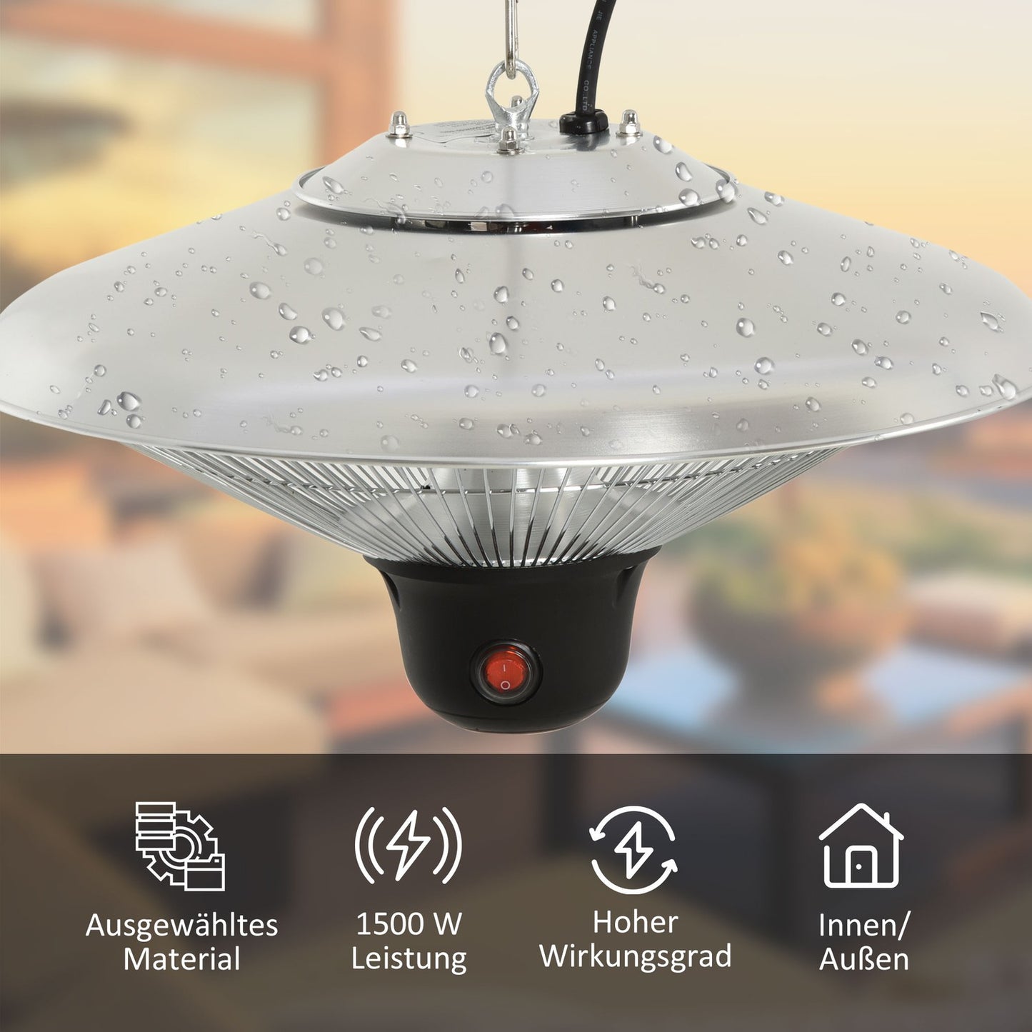Terrace Ceiling heater 1500W, LED & Remote control