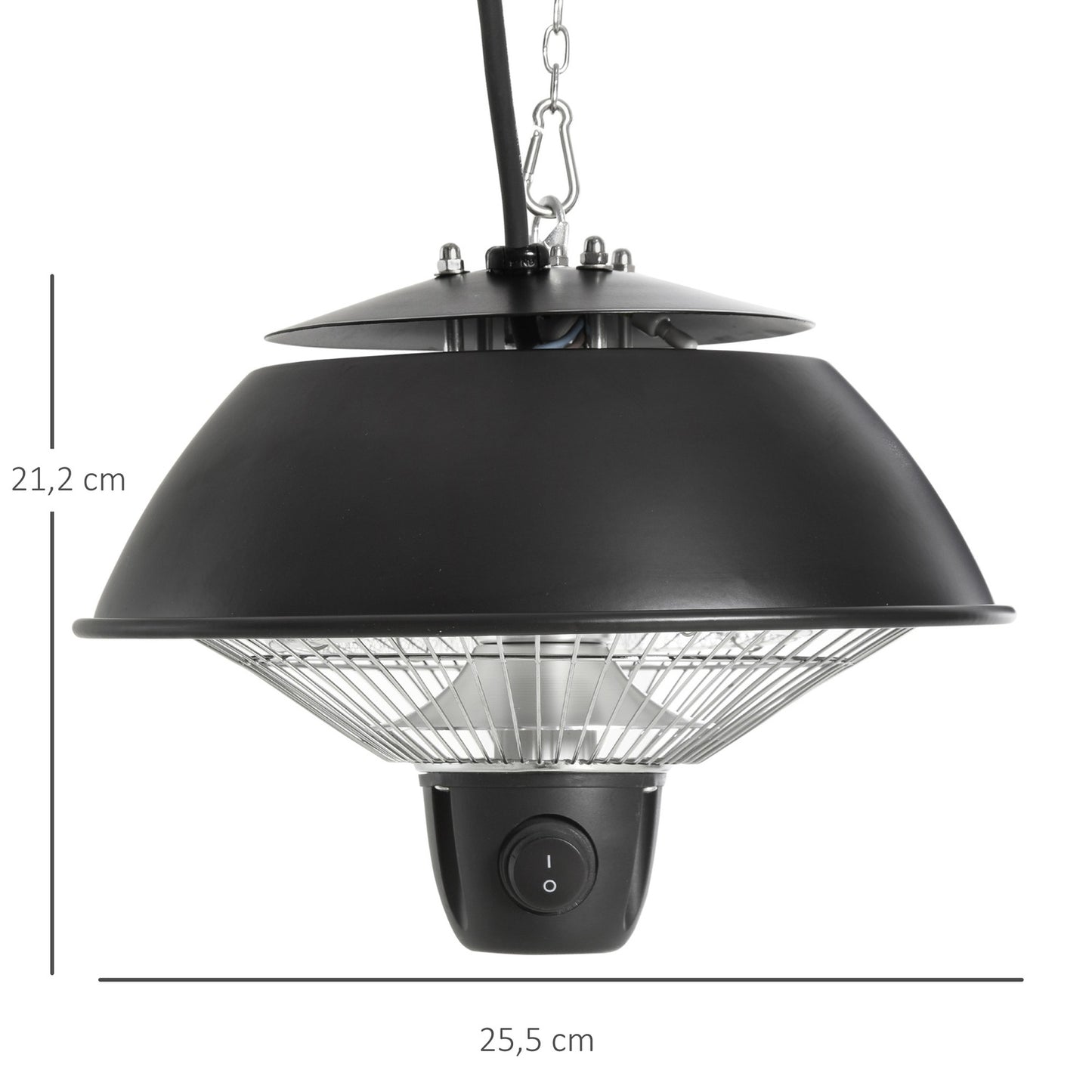 Electric ceiling heater 600W, black aluminium, patio use