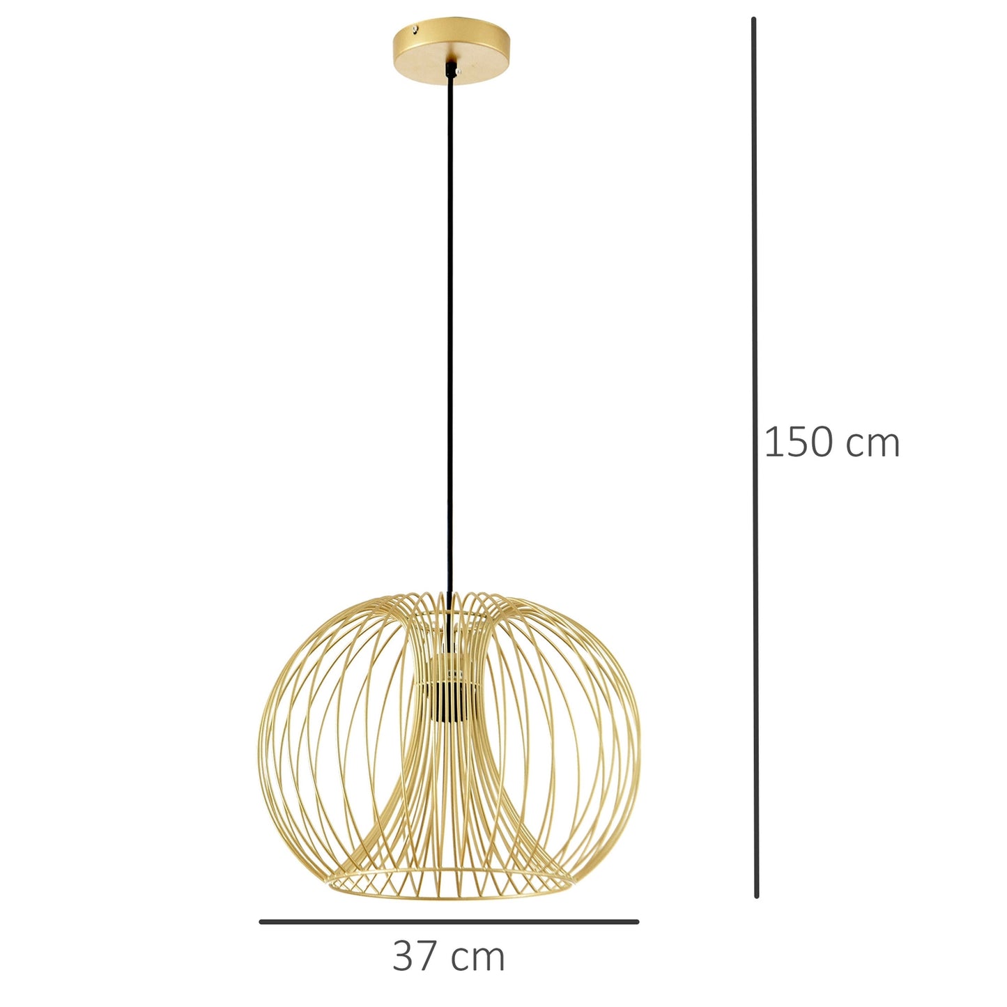 Vintage Gold Ceiling Lamp, Adjustable Steel, E27, Ø37x150 Cm