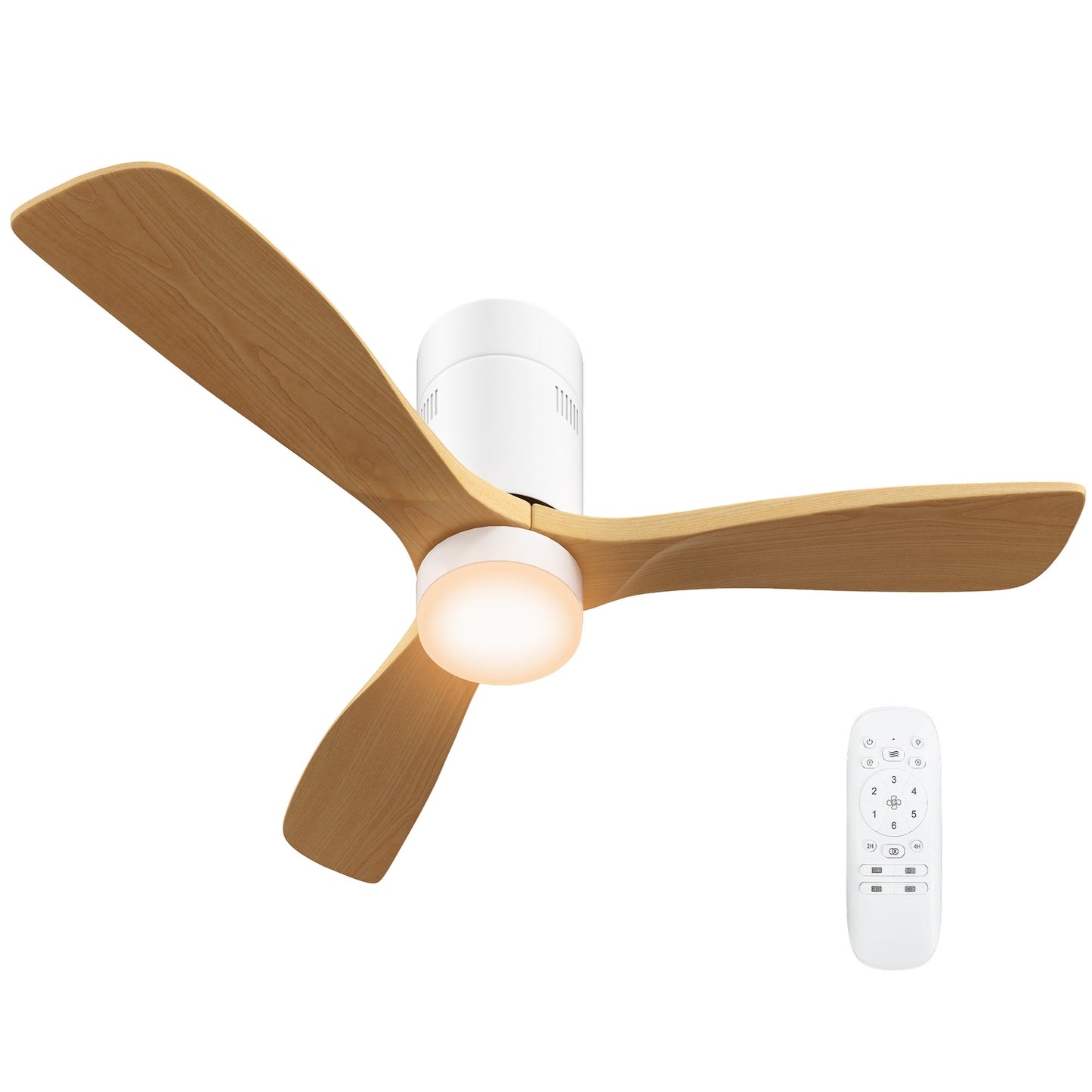 Ceiling fan with LED light & remote control, 117 cm, Reversible