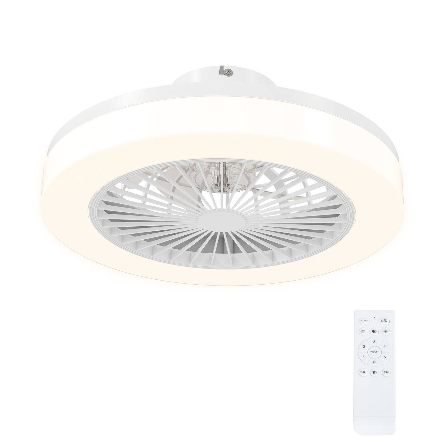 Ceiling fan with LED light, remote control, dimmable, 6 speeds