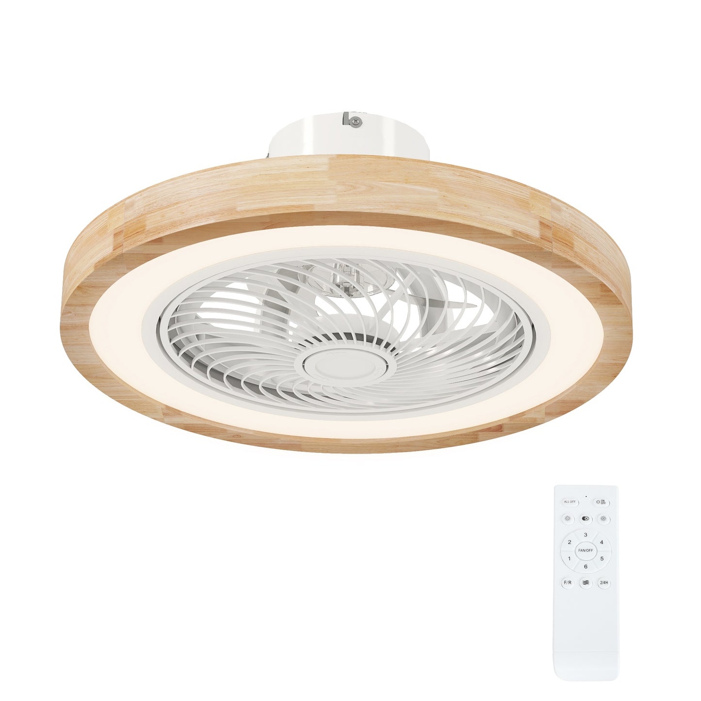 Ceiling fan light with remote control, dimmable LED, RGB 6 speed